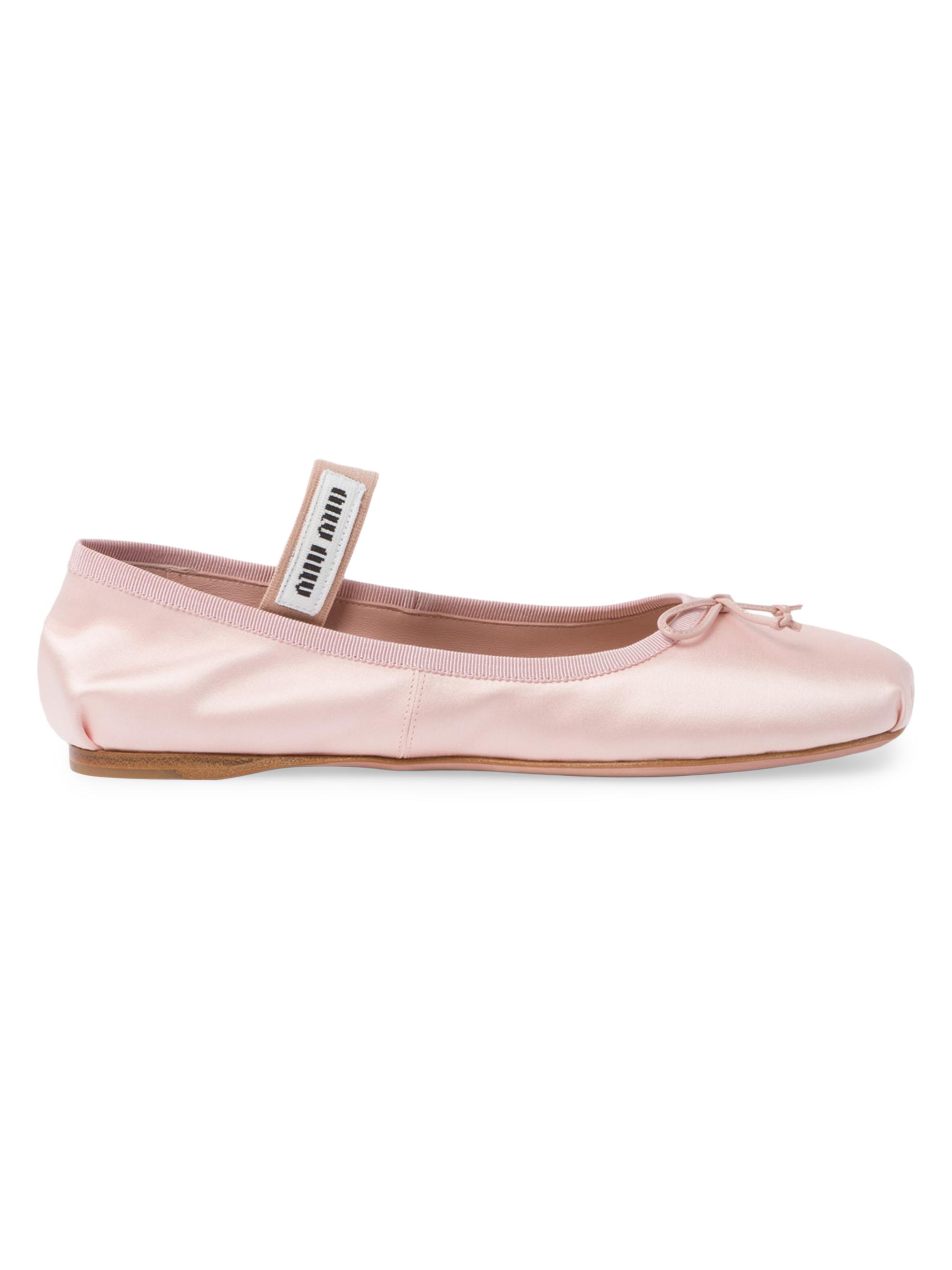 Miu Miu Women's Satin Ballerinas - Pink