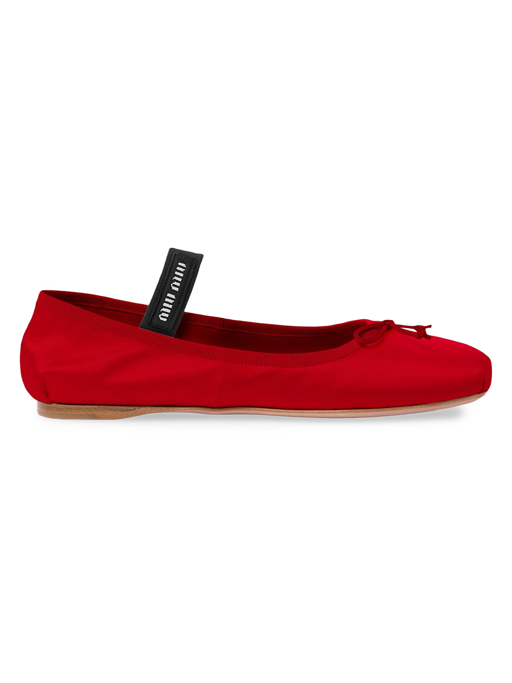 Miu Miu Women's Satin Ballerinas - Red | Thumbnail 4