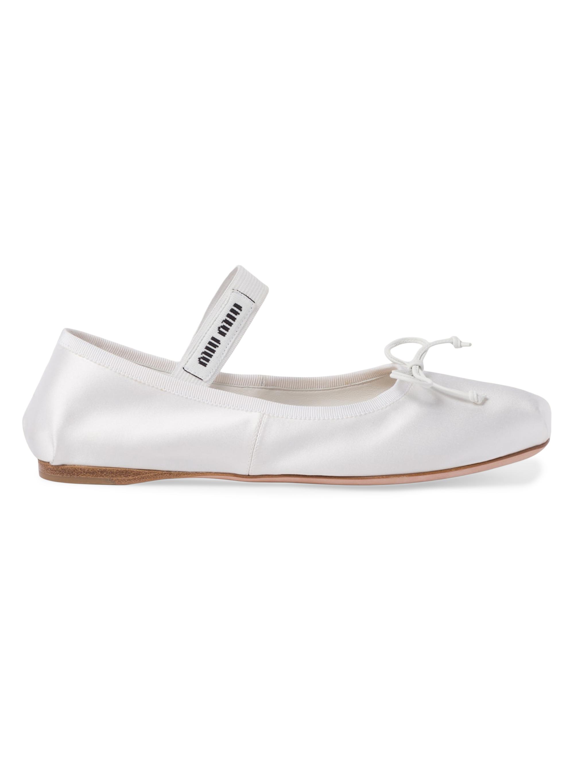 Miu Miu Women's Satin Ballerinas - White