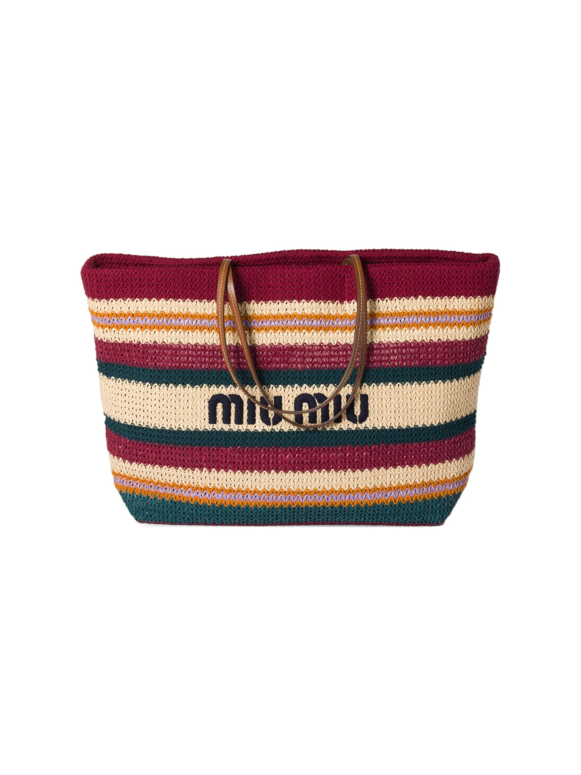 Miu Miu Women's Raffia-Effect Woven Shoulder Bag - Dark Red