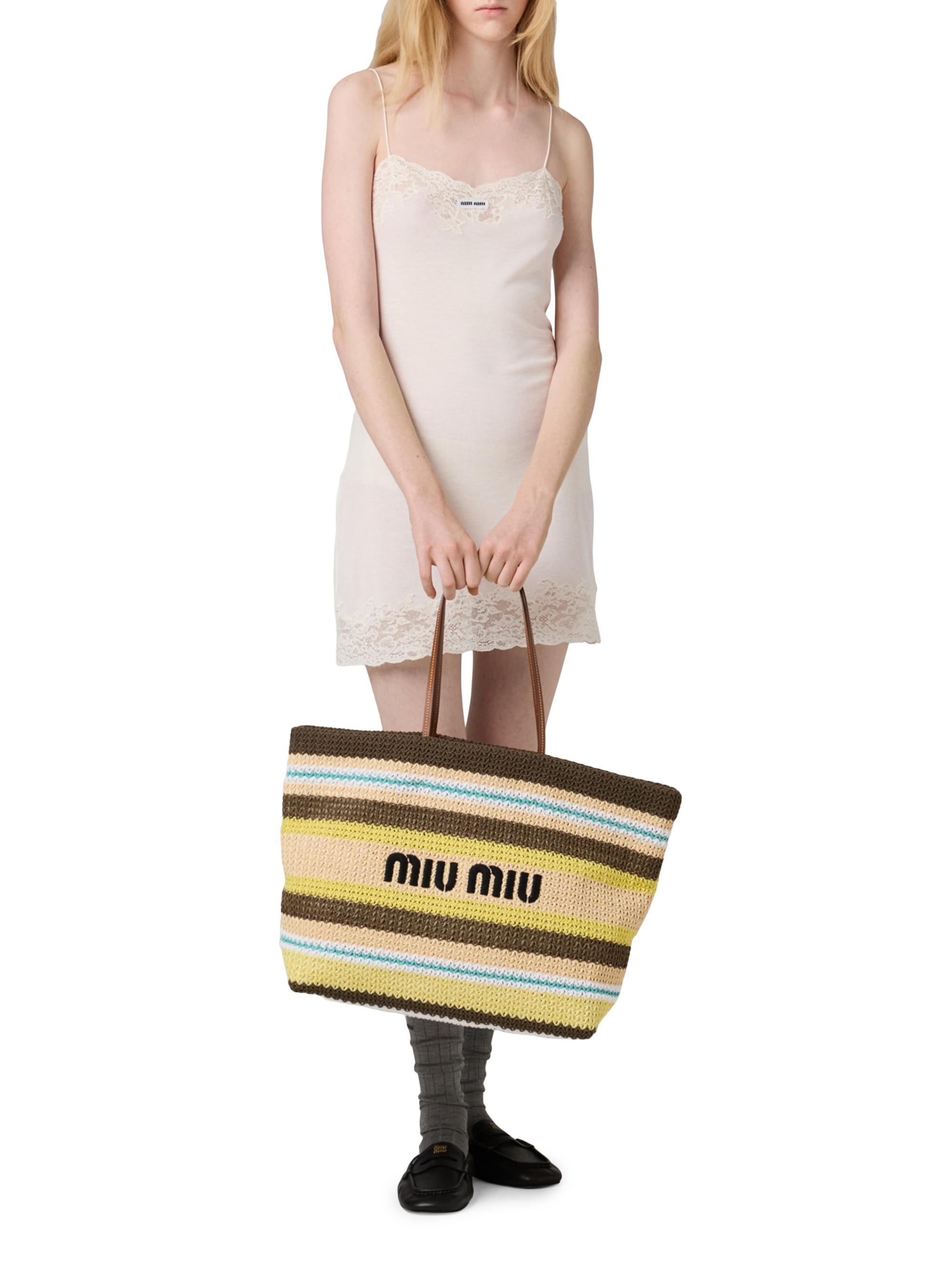 Miu Miu Raffia-Effect Woven Shoulder Bag | Saks Fifth Avenue