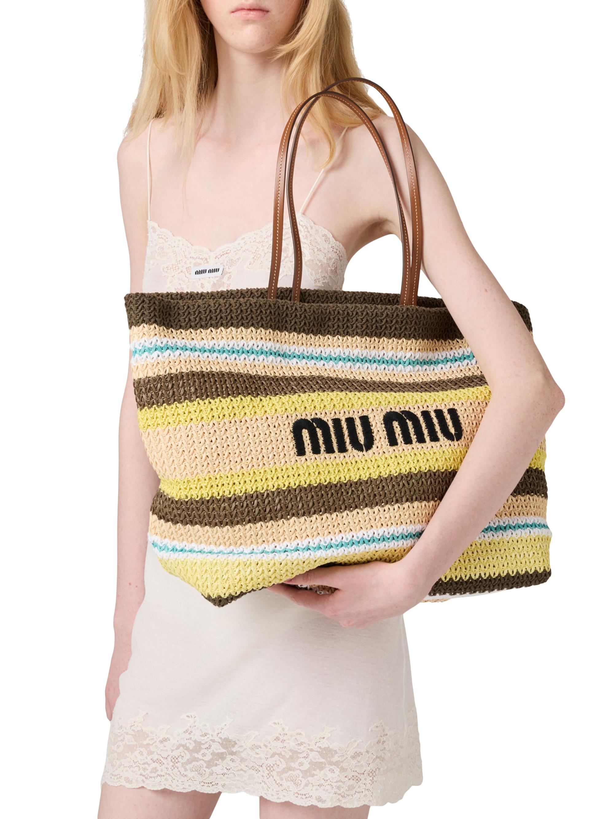 Miu Miu Raffia-Effect Woven Shoulder Bag | Saks Fifth Avenue
