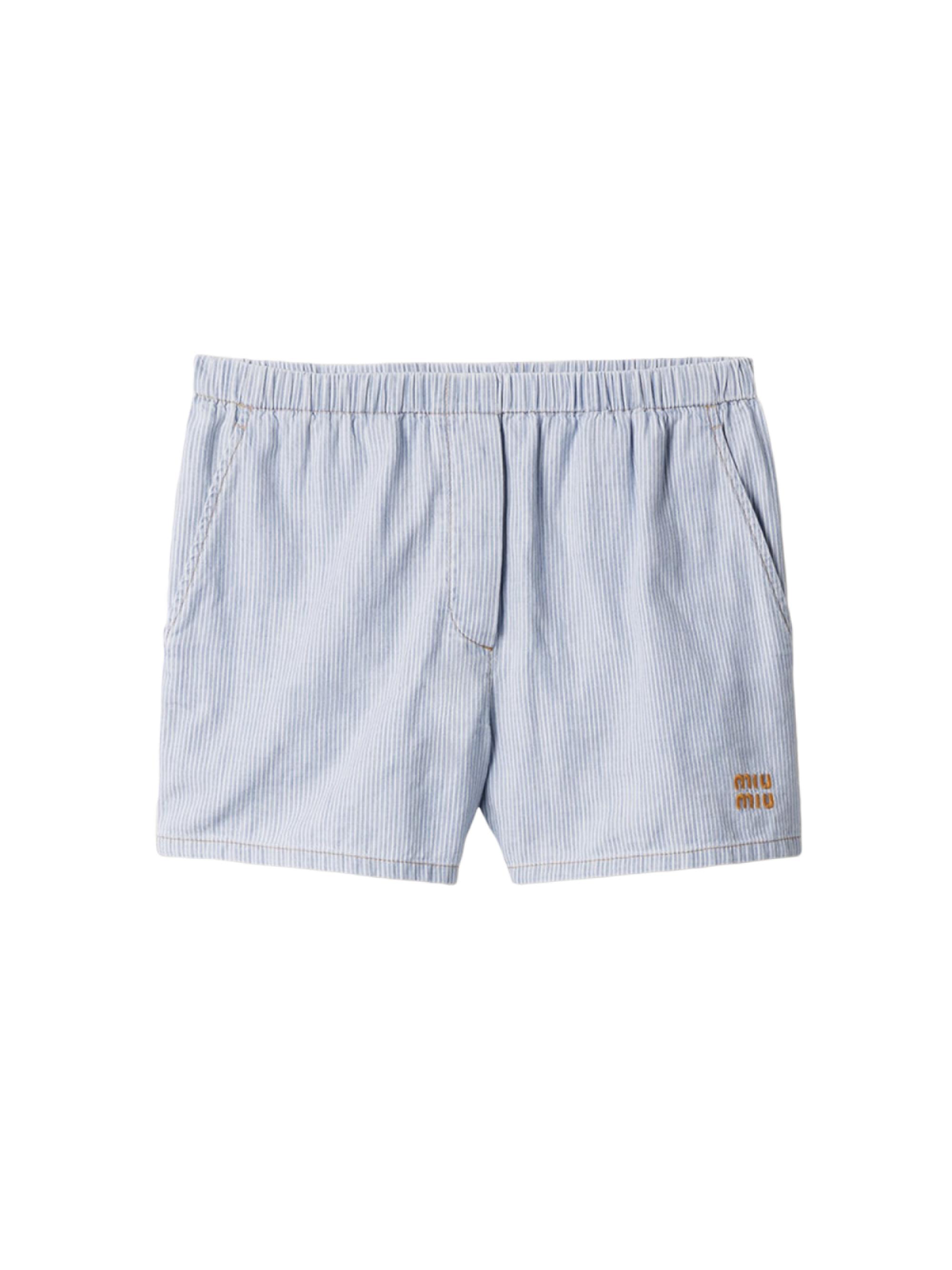 Miu Miu Women's Striped Chambray Bermudas - Blue Multi