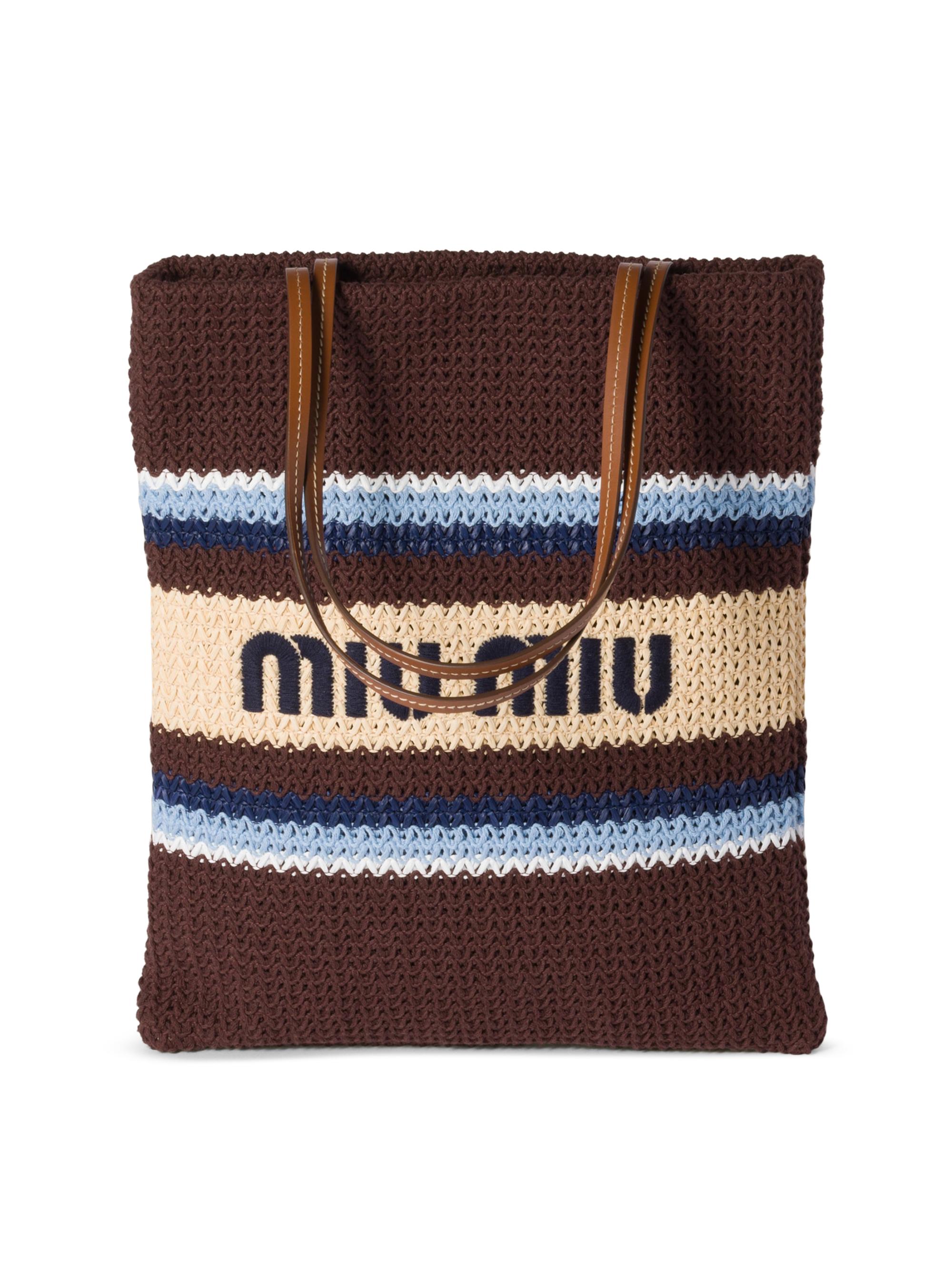 Miu Miu Women's Raffia-Effect Woven Tote Bag - Brown