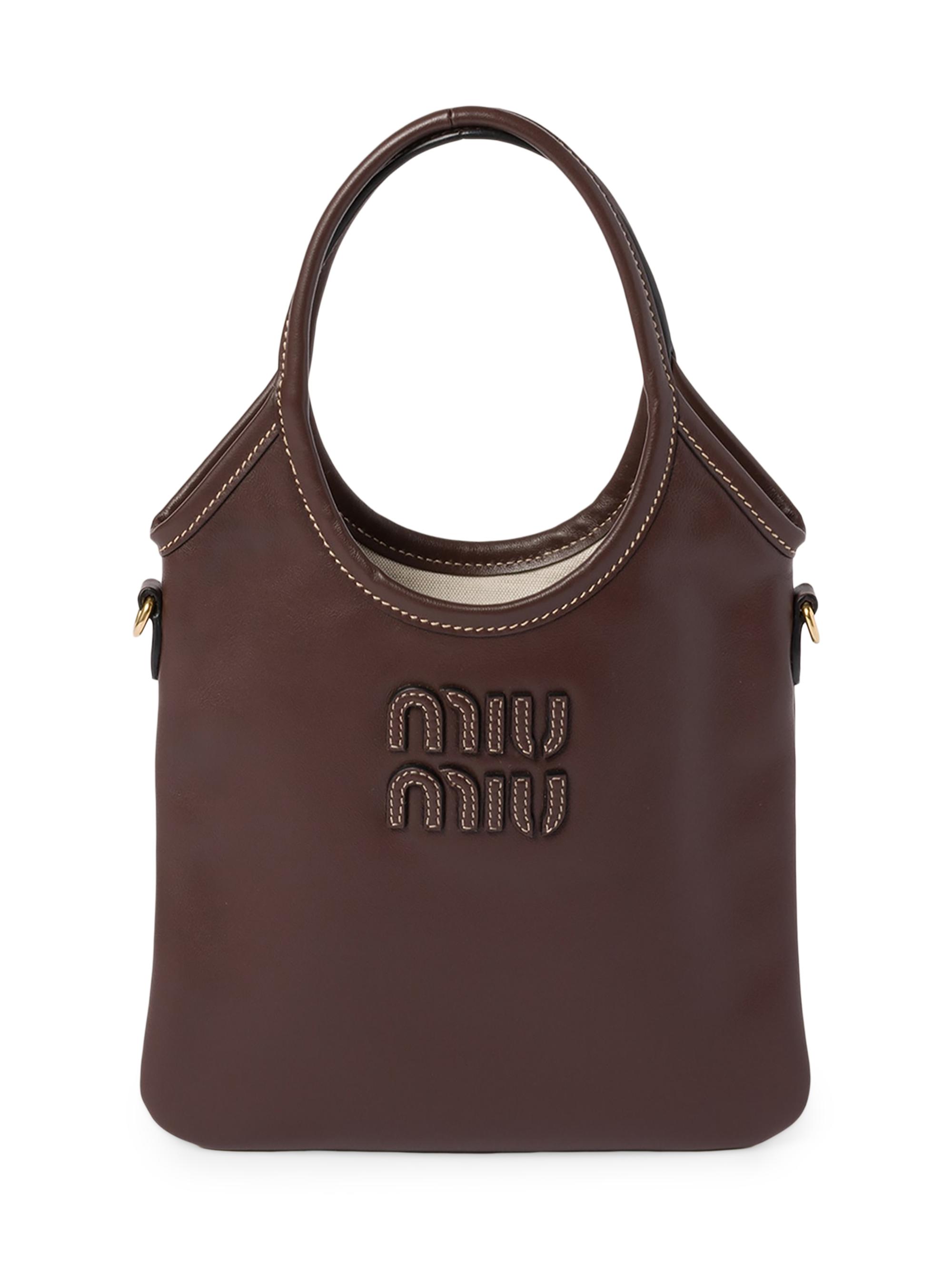 Miu Miu Women's Ivy Leather Top Handle Bag - Brown