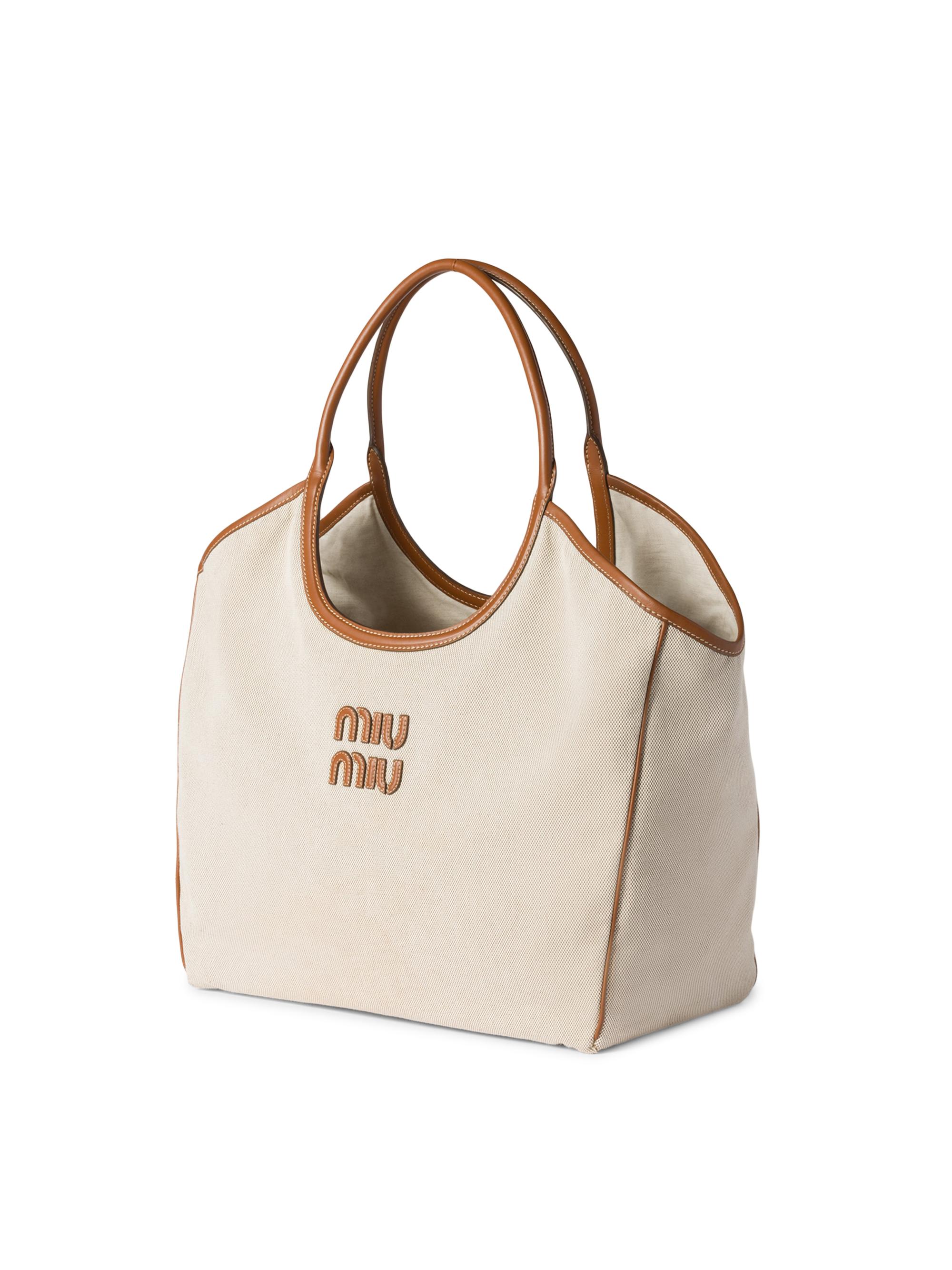 Miu Miu Ivy Canvas and Leather Tote Bag | Saks Fifth Avenue