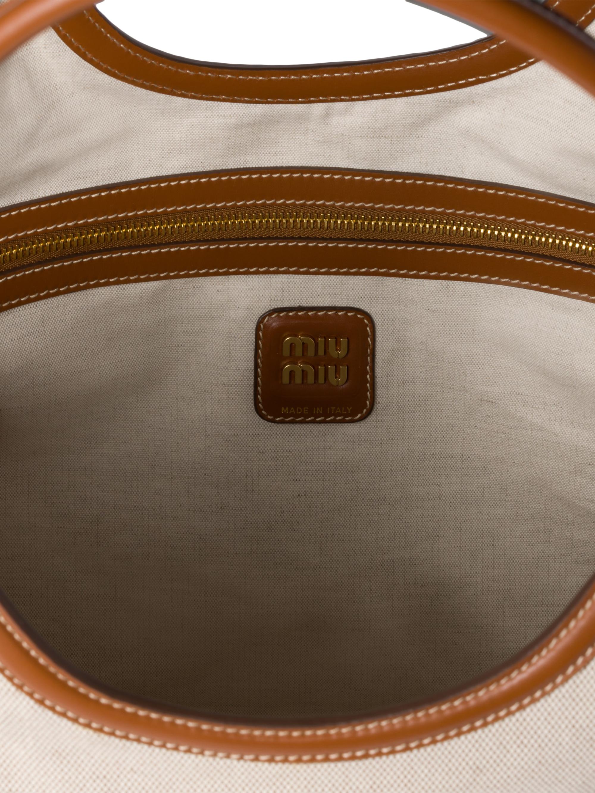 Miu Miu Ivy Canvas and Leather Tote Bag | Saks Fifth Avenue