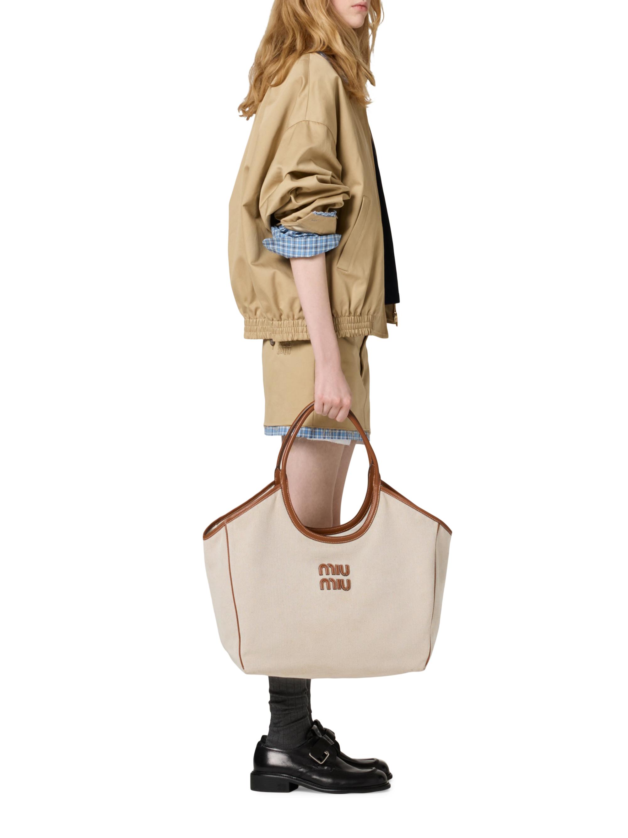 Miu Miu Ivy Canvas and Leather Tote Bag | Saks Fifth Avenue