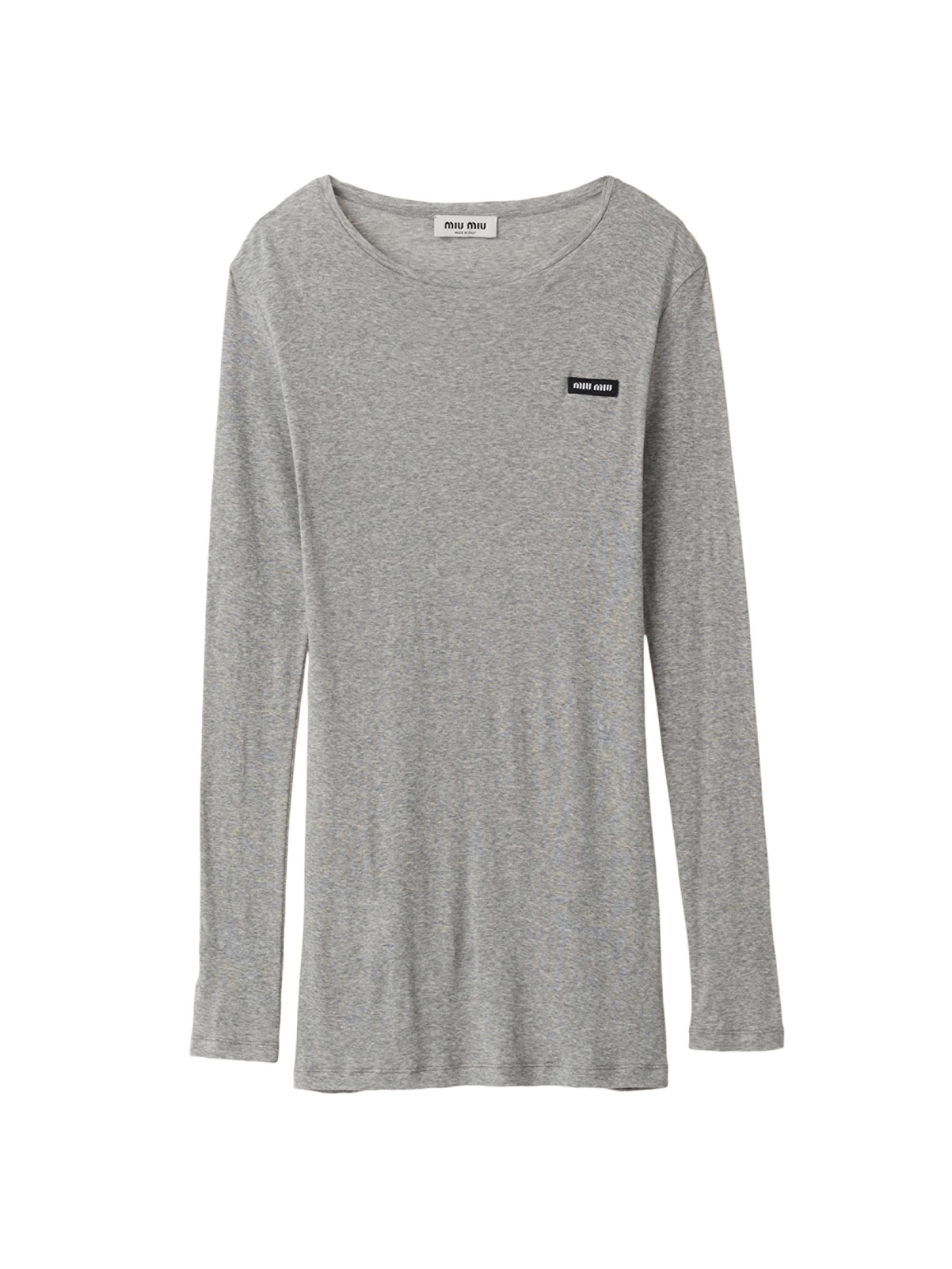 Miu Miu Women's Ribbed Knit Jersey Dress - Grey