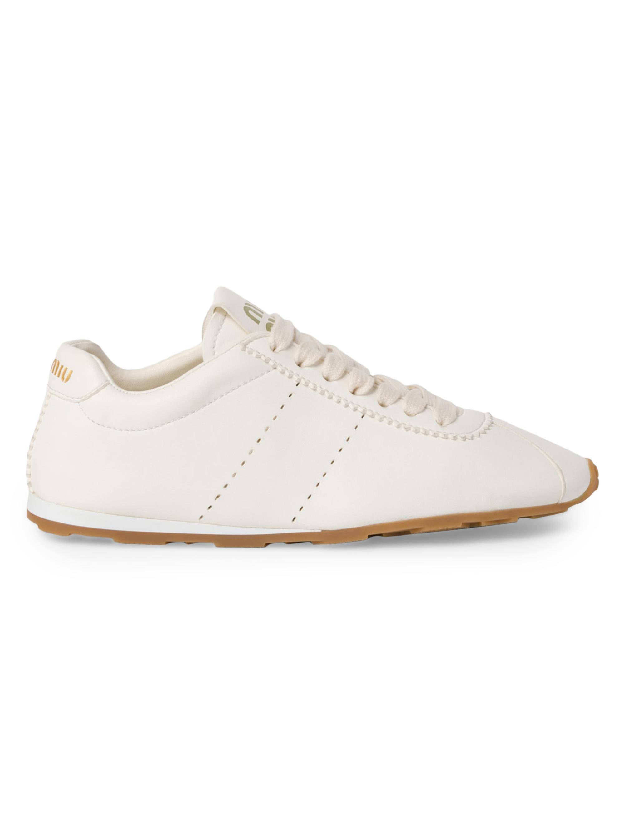 Miu Miu Women's Plume Nappa Leather Sneakers - White