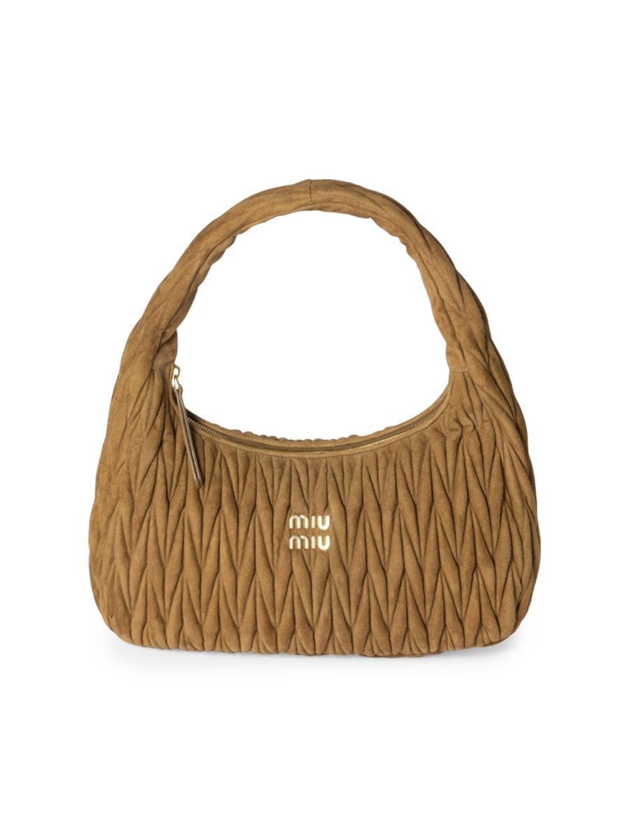 Miu Miu Wander Matelassé Suede Hobo Bag | Saks Fifth Avenue