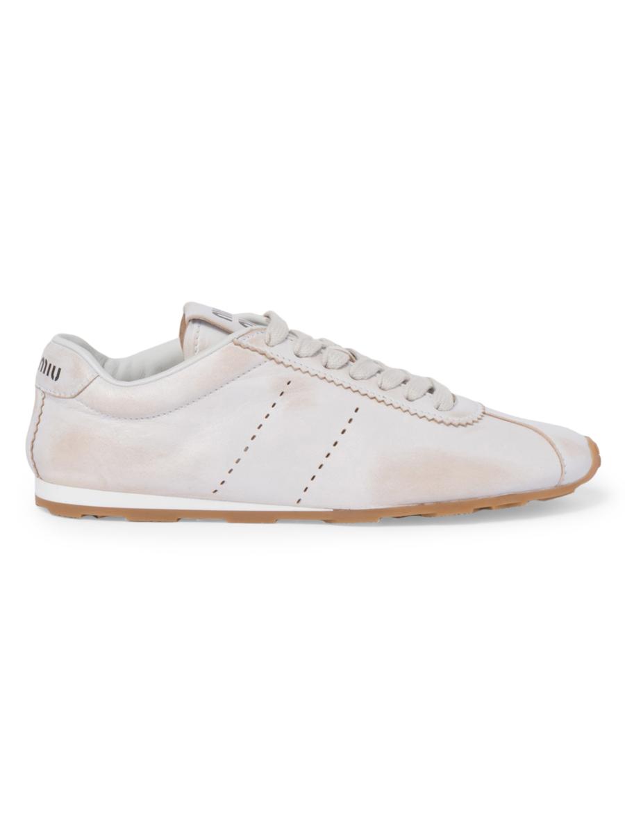 Miu Miu Plume Bleached Nappa Leather Sneakers | Saks Fifth