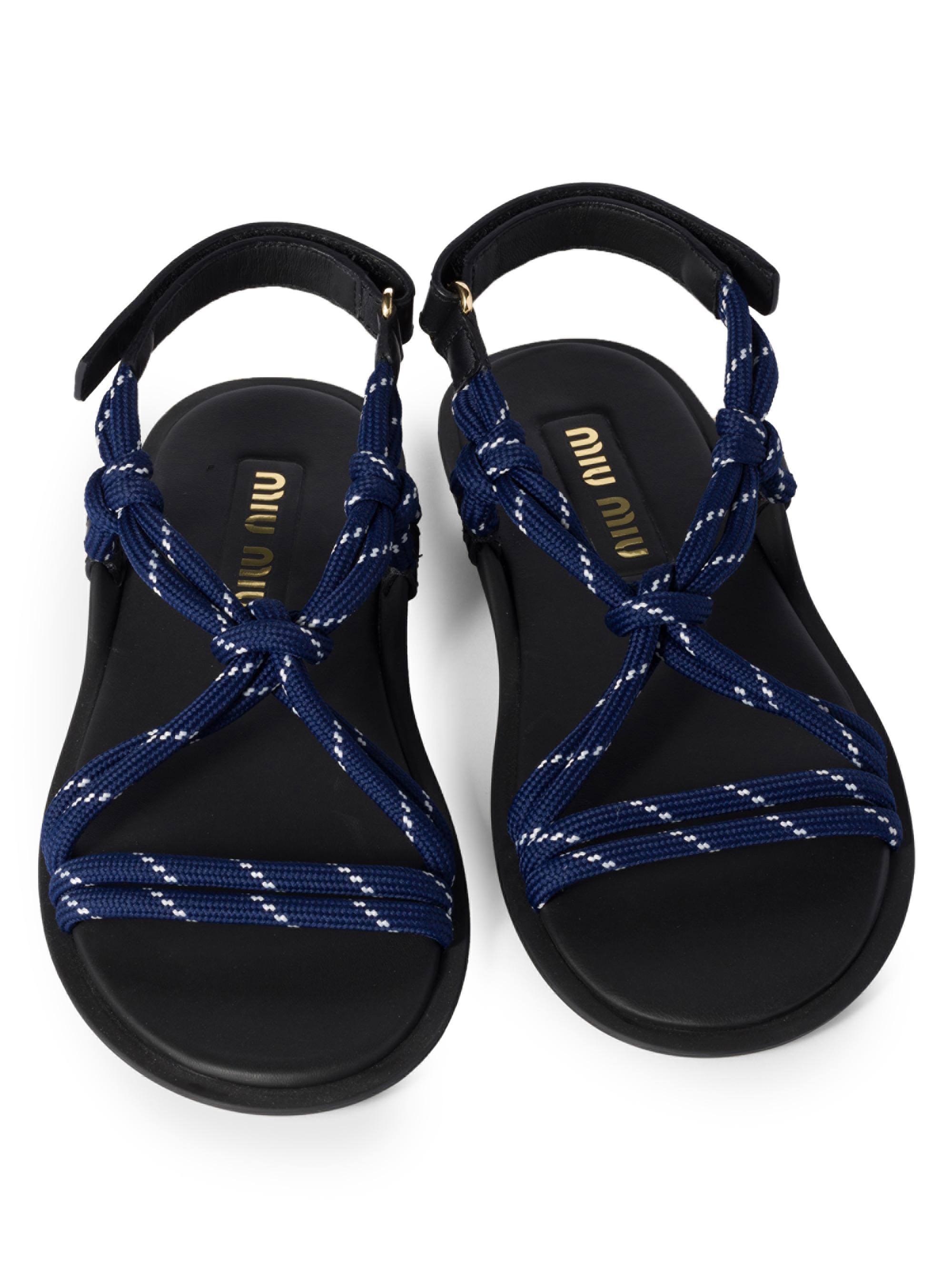 Miu Miu Riviere Cord and Leather Sandals | Saks Fifth Avenue