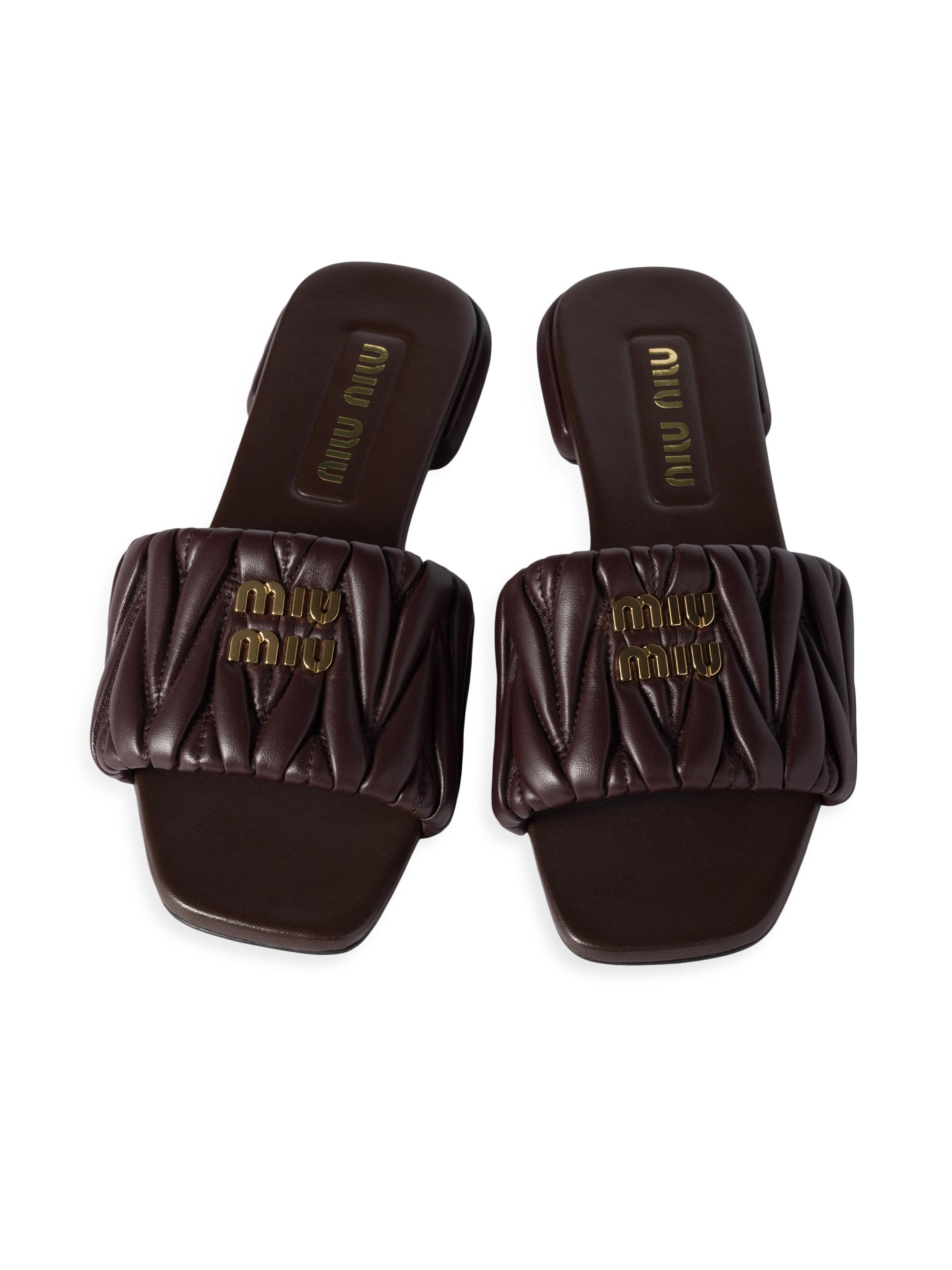 Miu Miu Matelasse Nappa Leather Slides | Saks Fifth Avenue