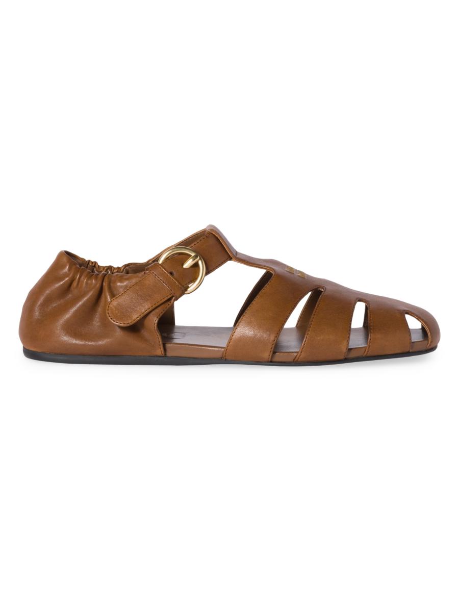 サンダル・ミュール MIU MIIU 5E395E_EFX RUCHES NAPPA LEATHER FISHERMAN'S SHOES Briarwood Ruches Nappa Leather Fisherman's Sandals | Miu Miu