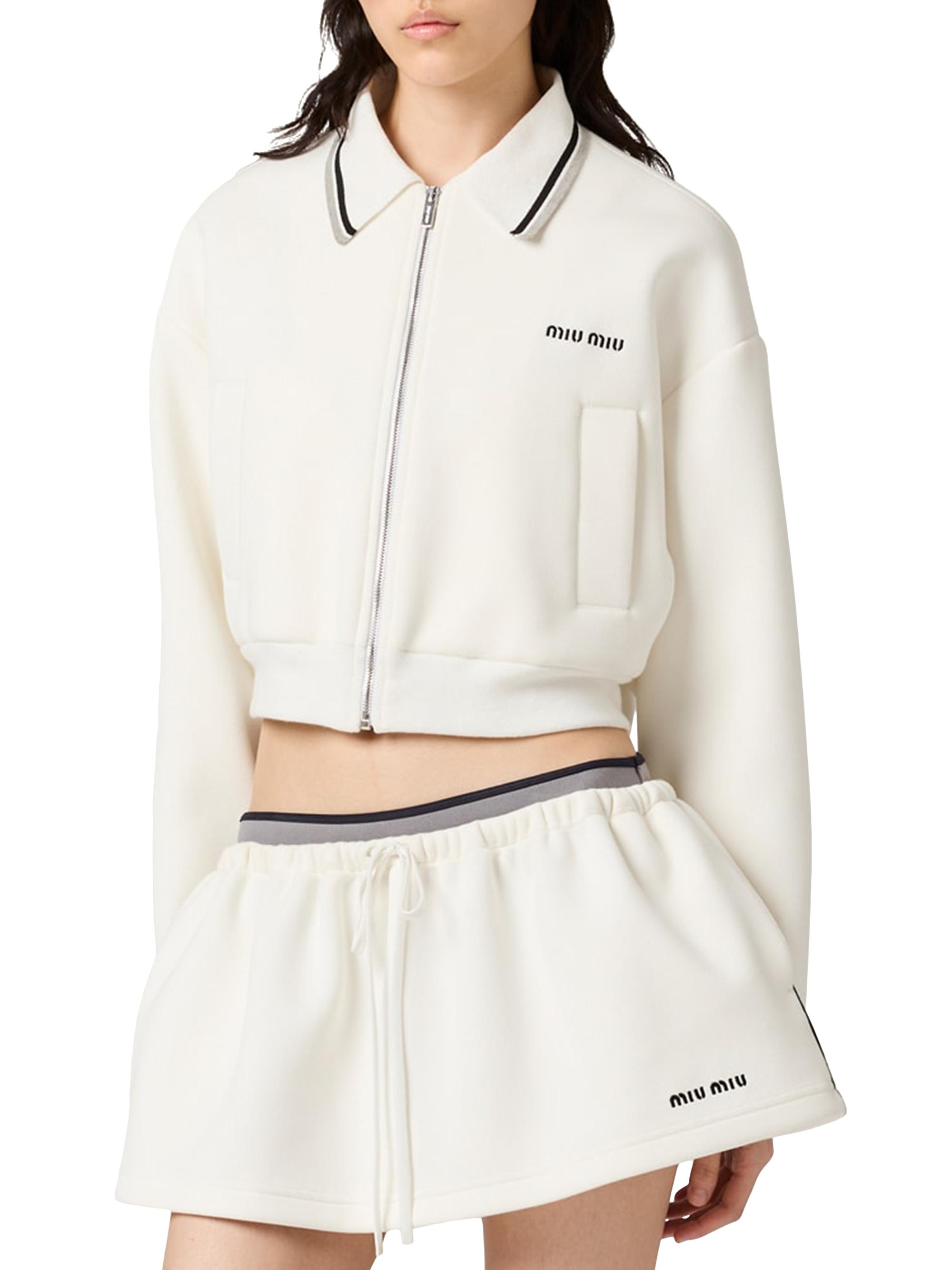 Miu Miu Bonded Pique and Technical Jersey Blouson Jacket | Saks