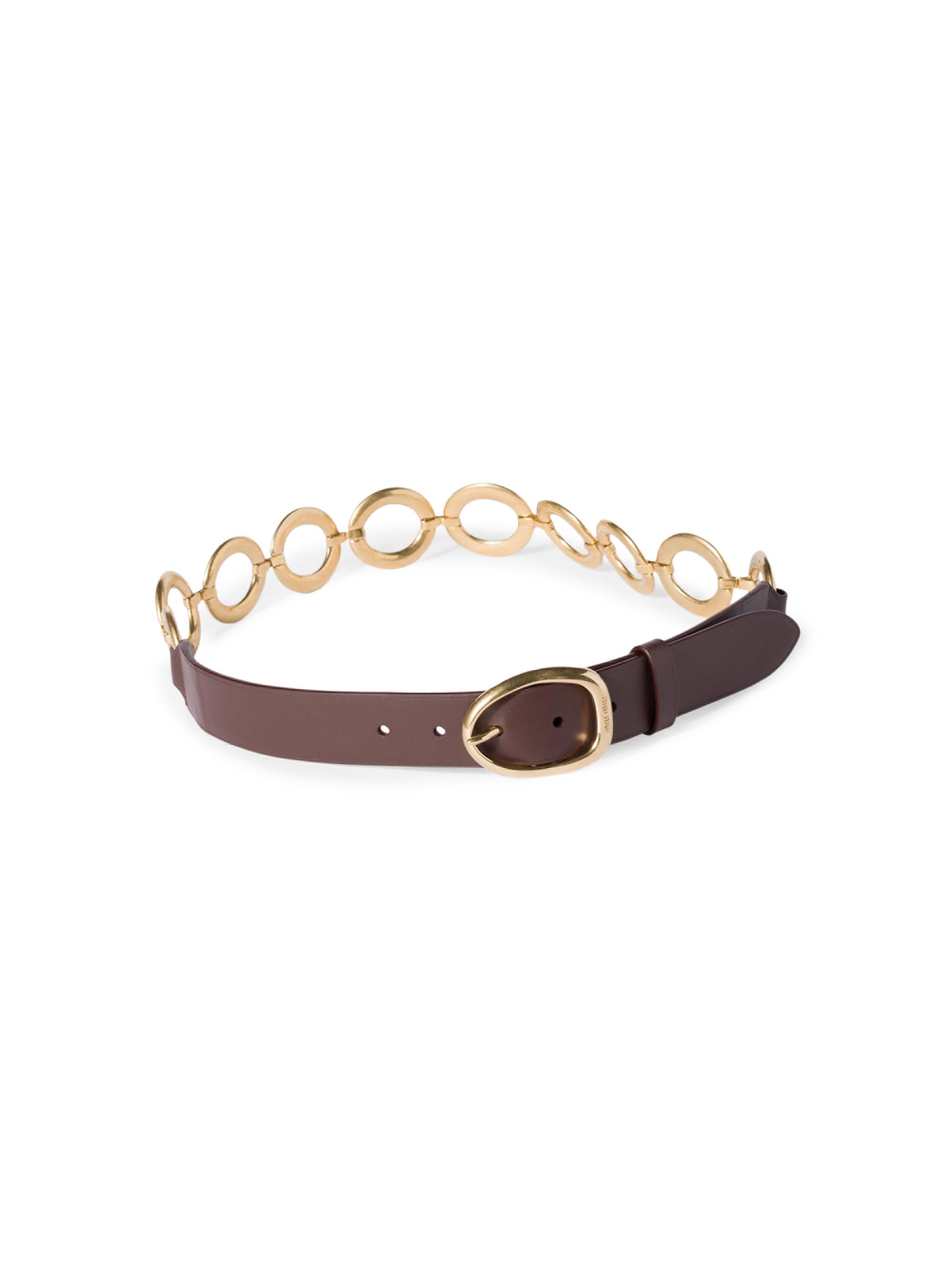 Miu Miu Women's Leather and Metal Belt - Brown