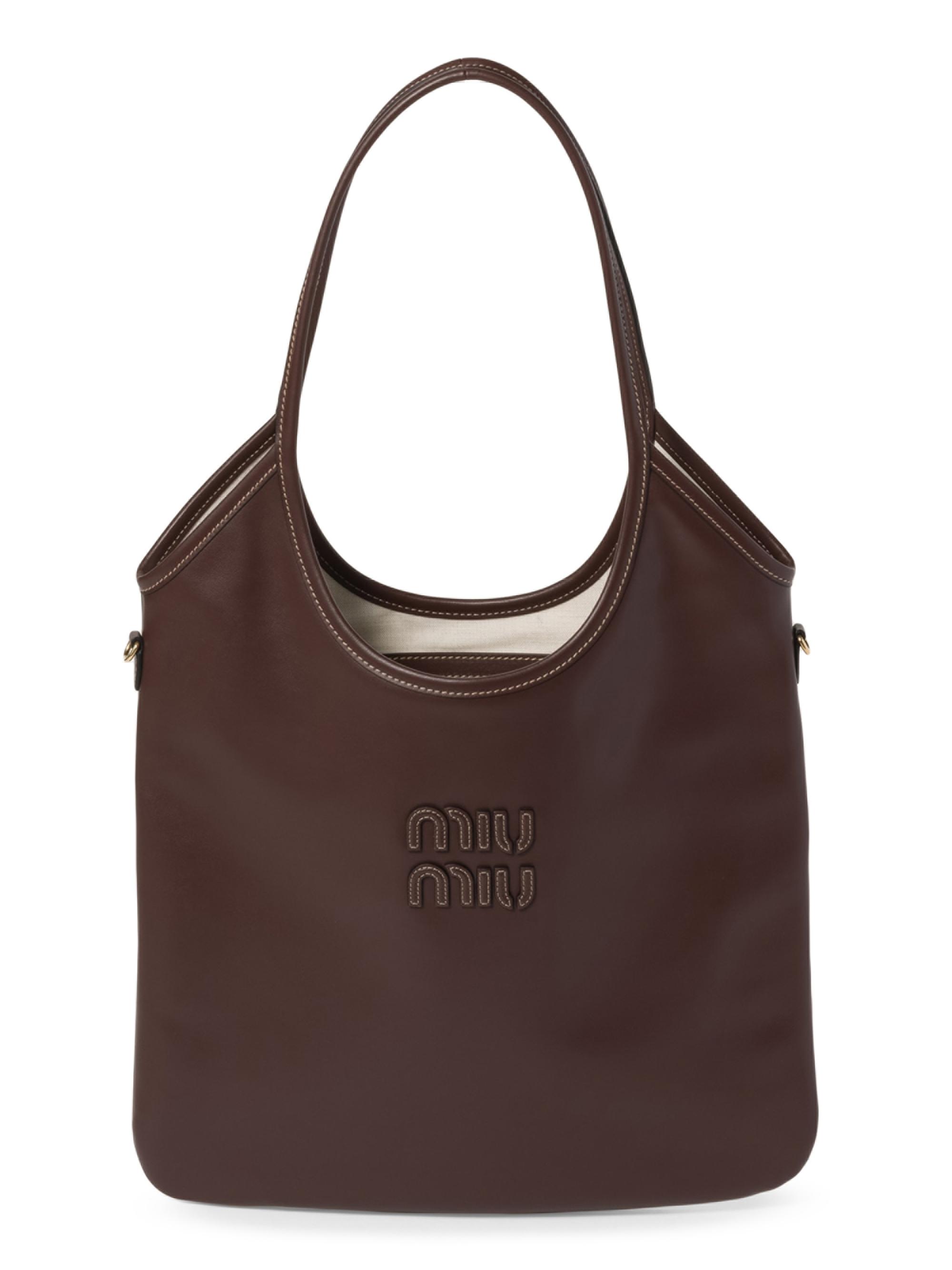 Miu Miu Women's Ivy Leather Shoulder Bag - Dark Brown