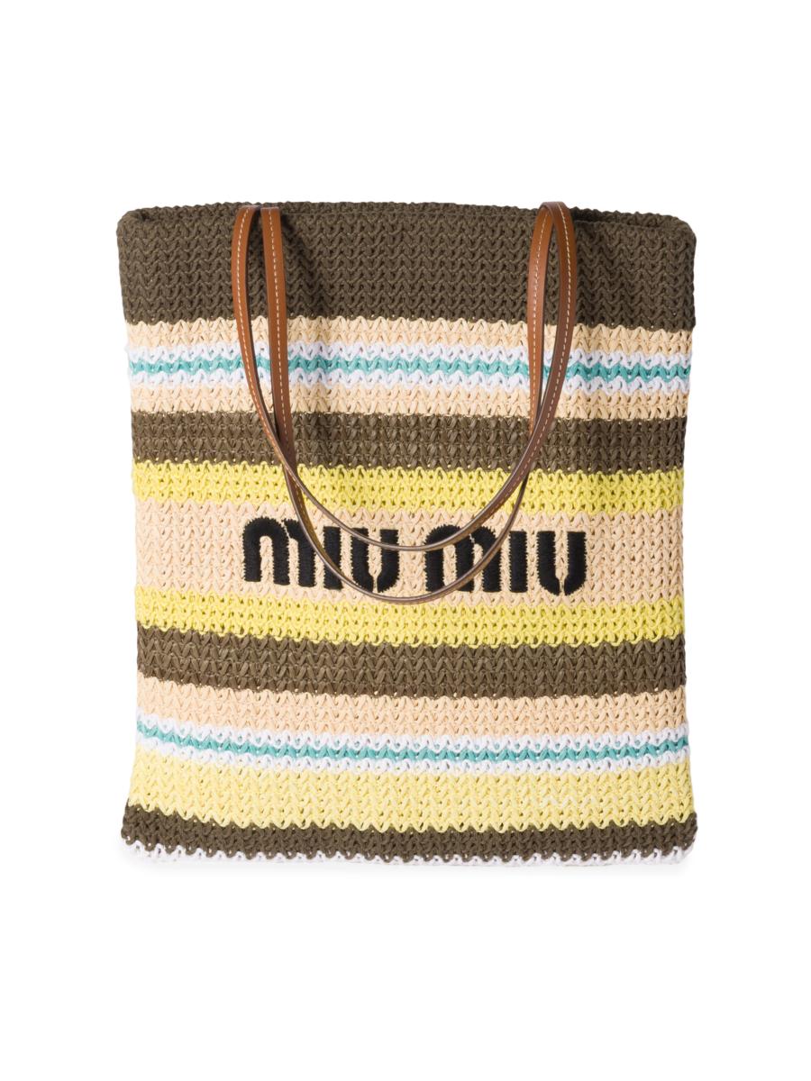 Miu Miu Raffia-Effect Woven Tote Bag | Saks Fifth Avenue