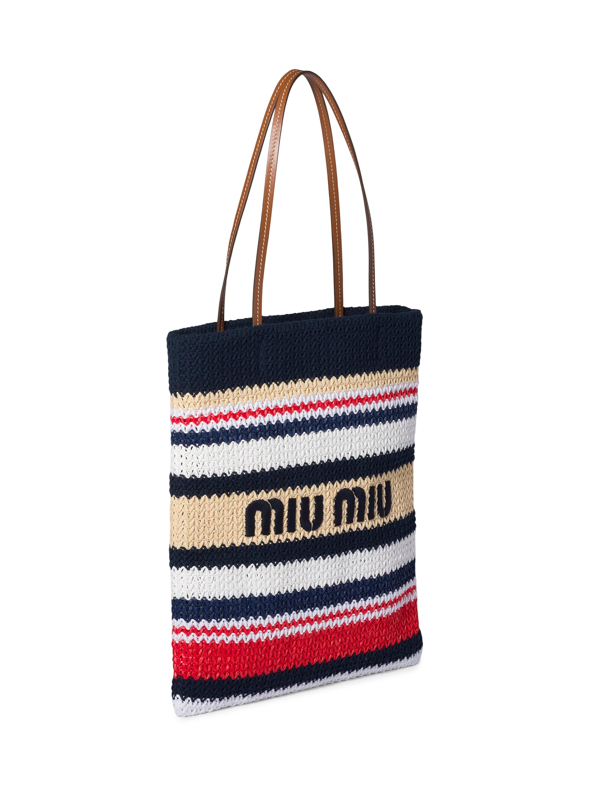 miu miu ショッピングバッグ Miu Miu Raffia-Effect Woven Tote Bag | Saks Fifth Avenue