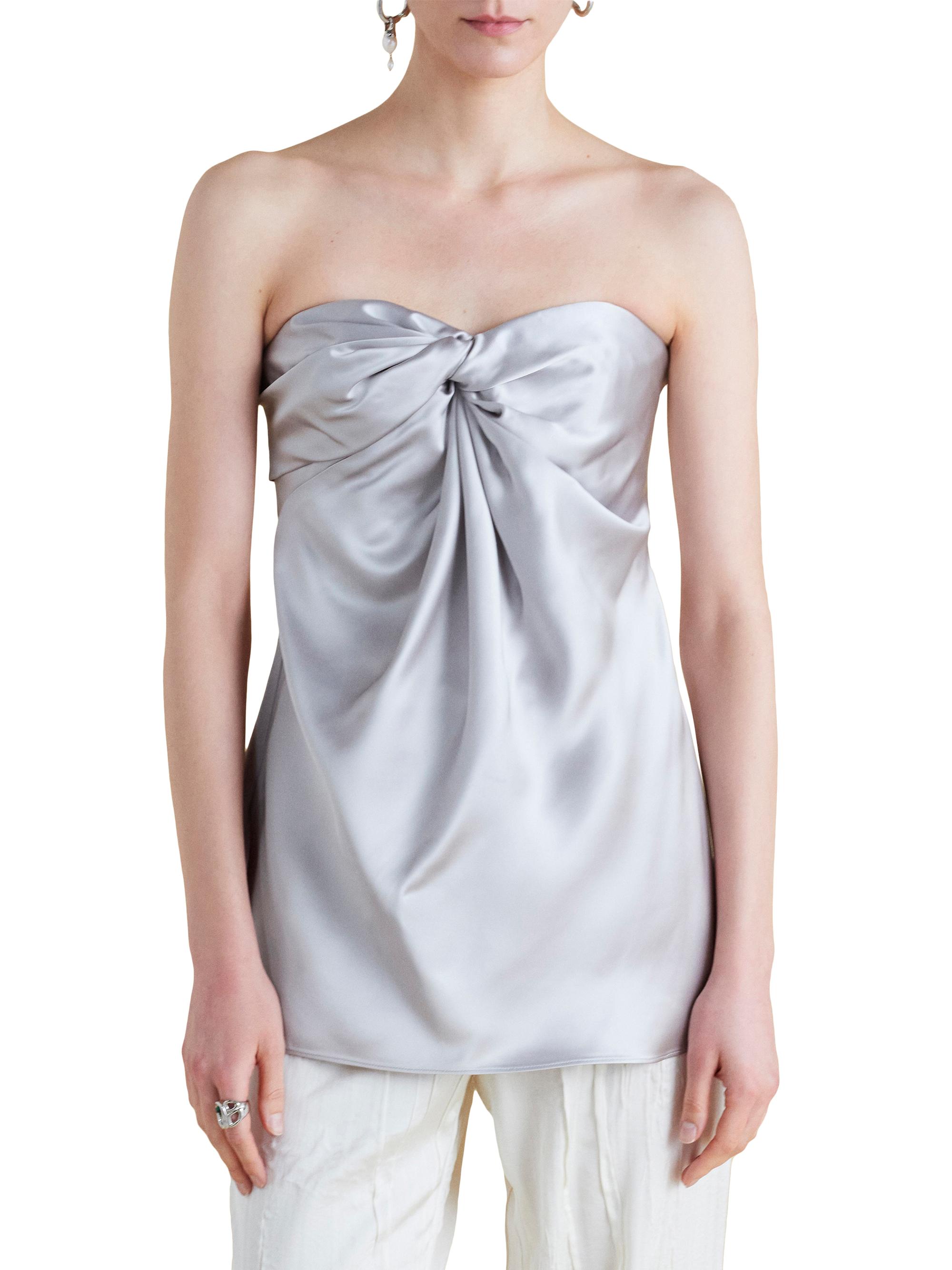 Marina Moscone Women's Satin Twist Bustier - Pale Grey
