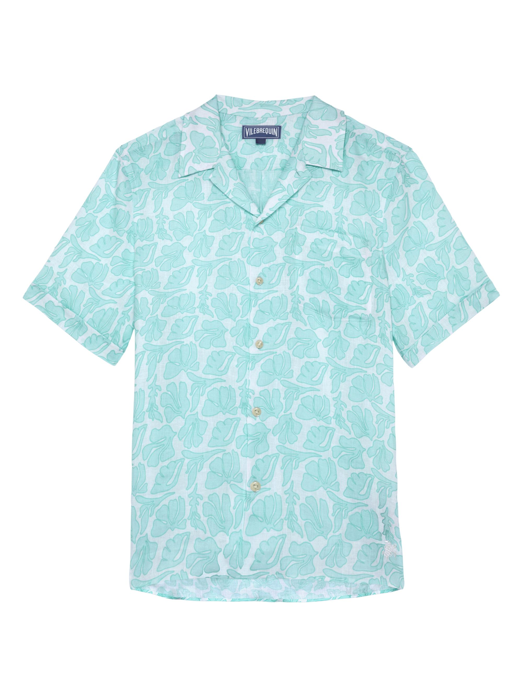 Vilebrequin Men's Seashells Linen Bowling Shirt - Blanc