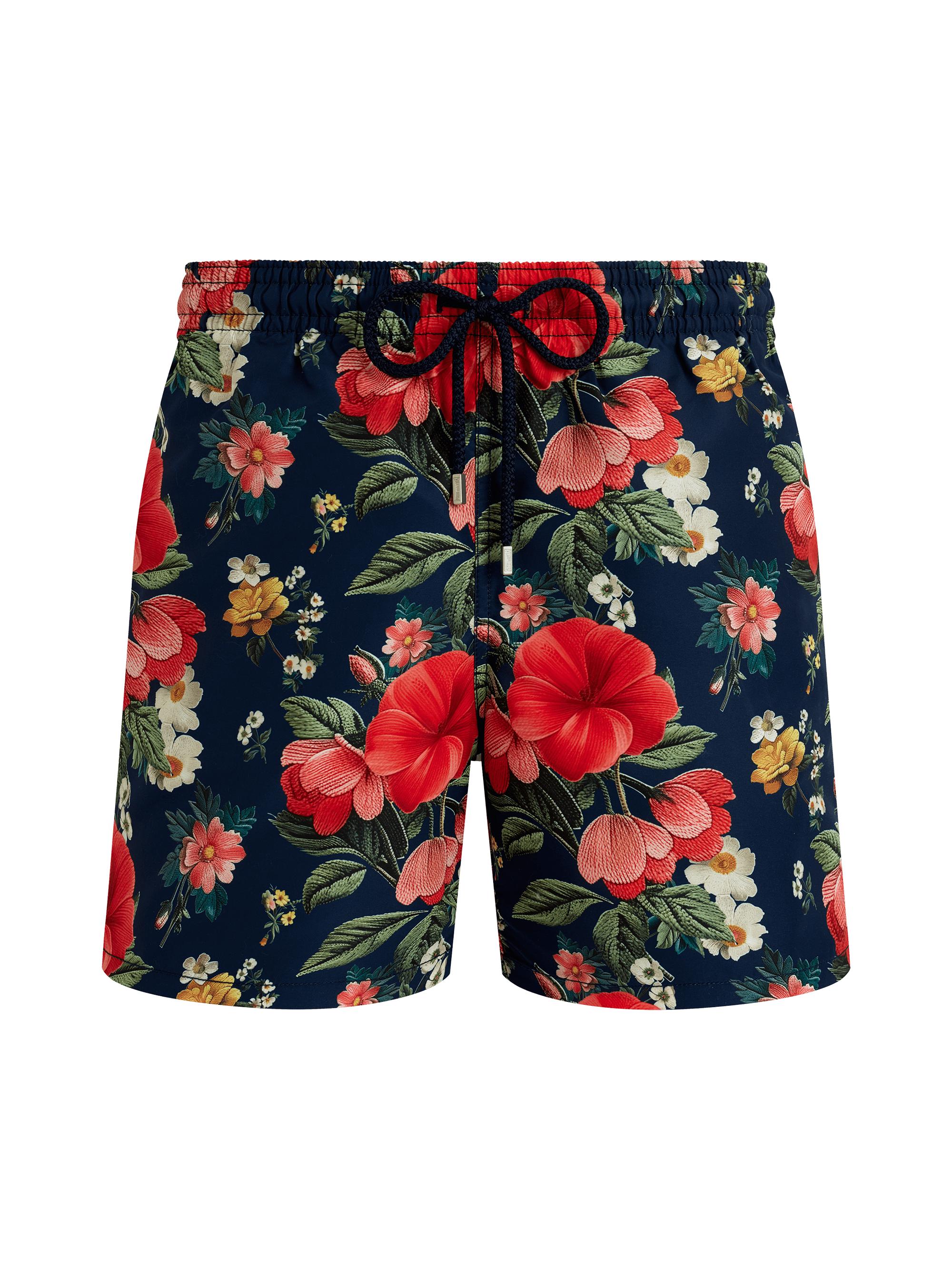 Vilebrequin Men's Trompe-L'il Floral Swim Shorts - Bleu Marine