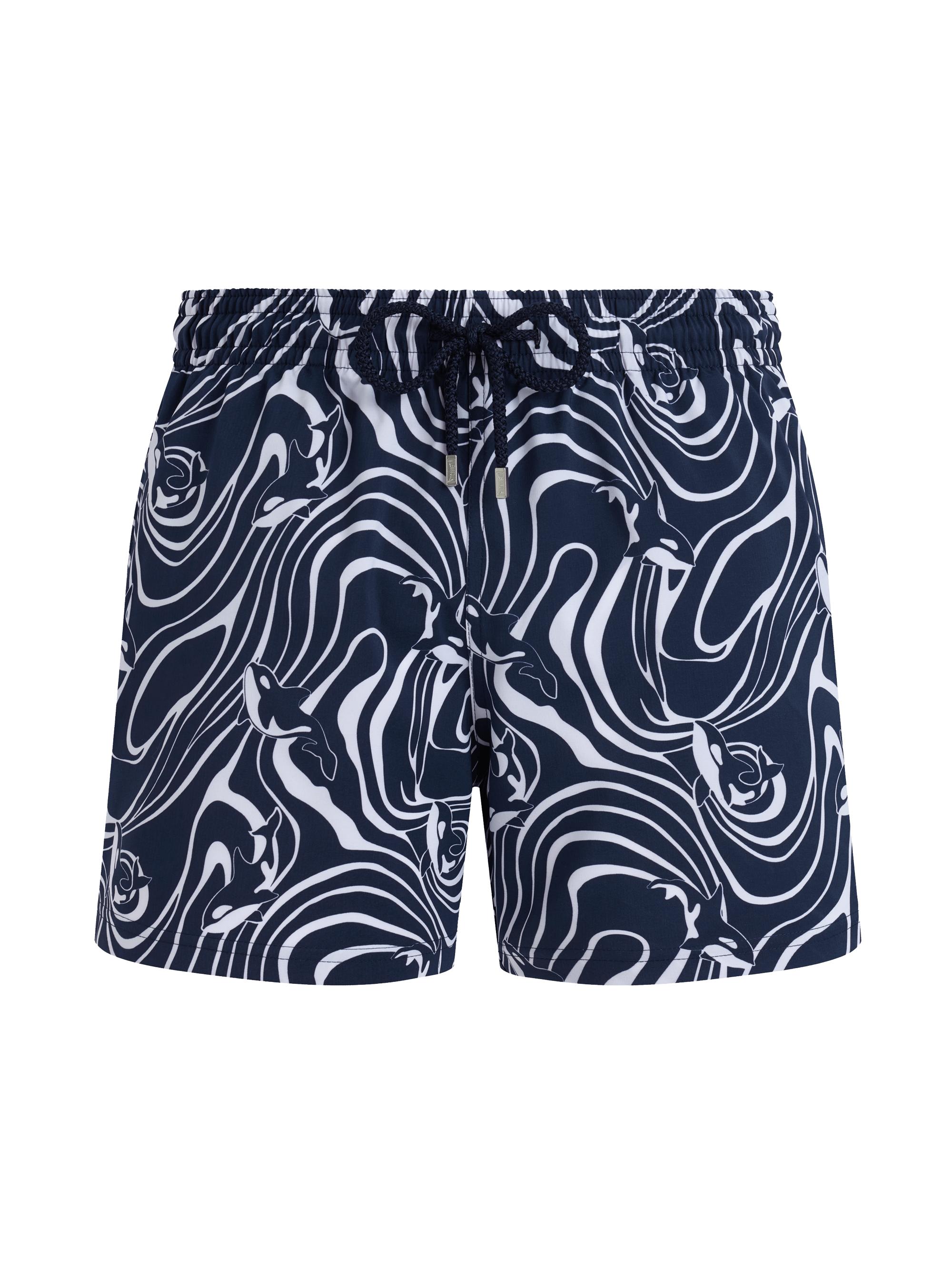 Vilebrequin Men's Orcas Waves Stretch Swim Shorts - Bleu Marine