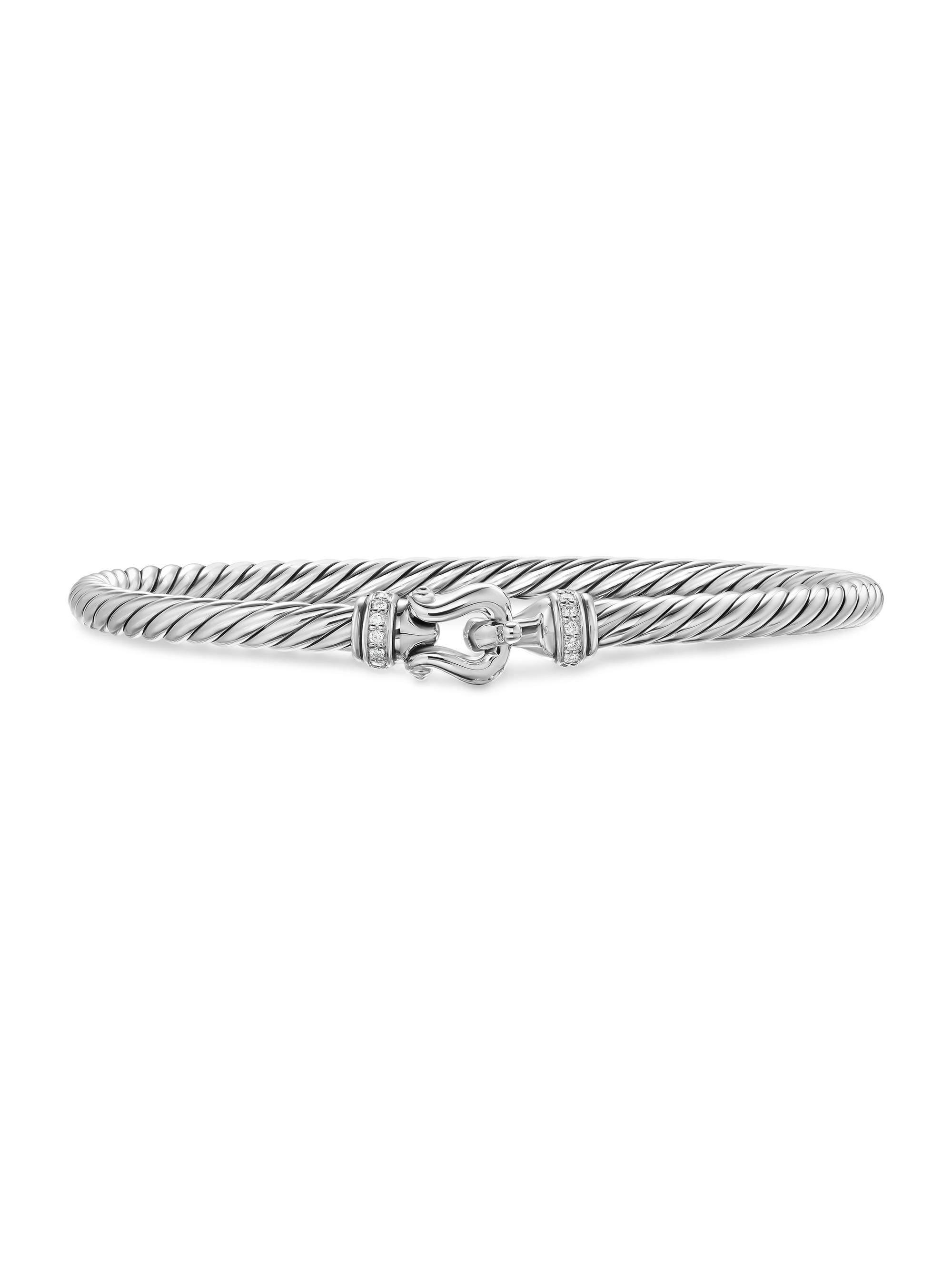 David Yurman Women's Cable Flex Buckle Bracelet in Sterling Silver - Diamond