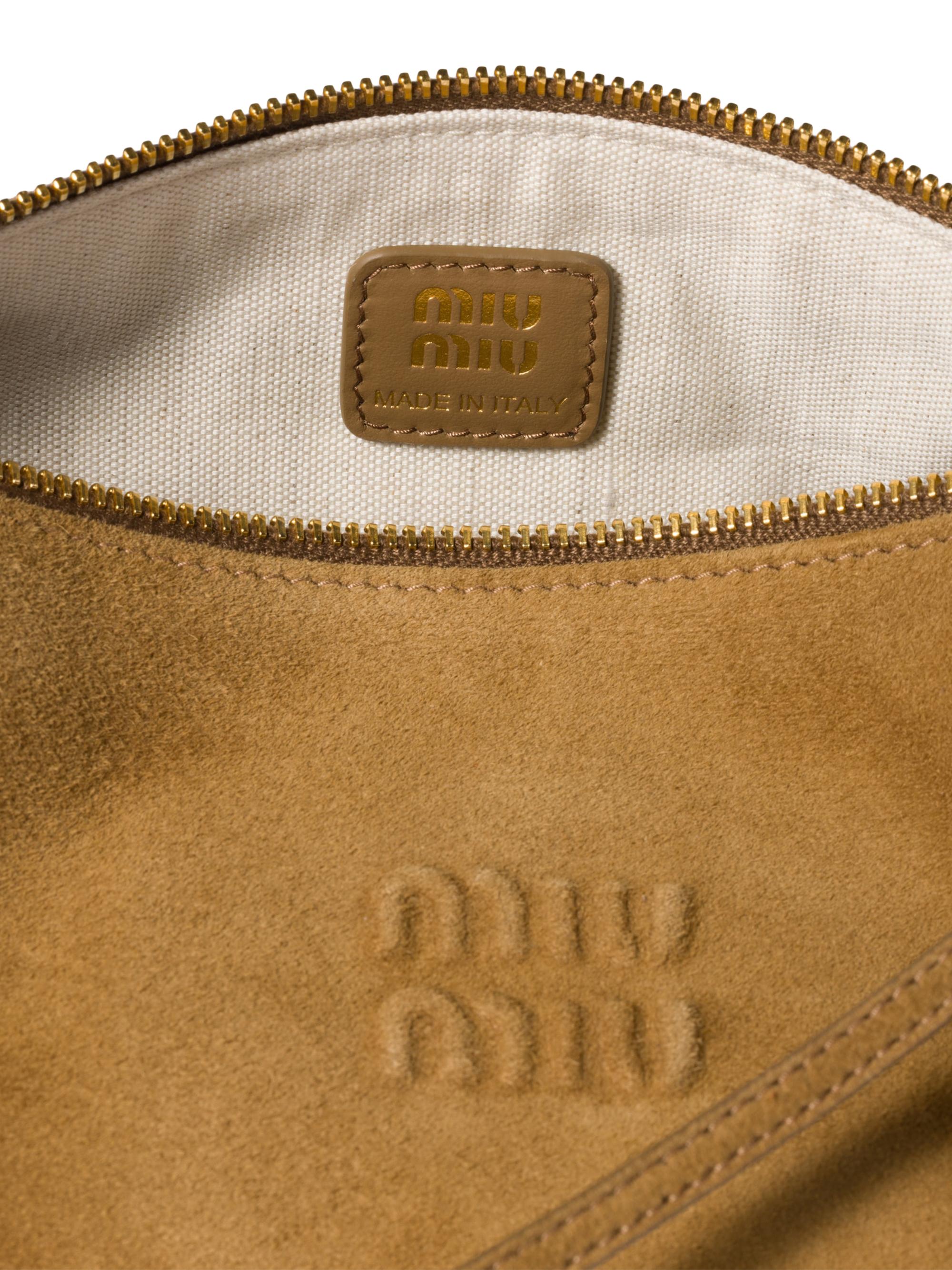 miu miu スエードウエストポーチ ボディバック　ブラウン/オリーブ Olive Green Suede Pouch | Miu Miu