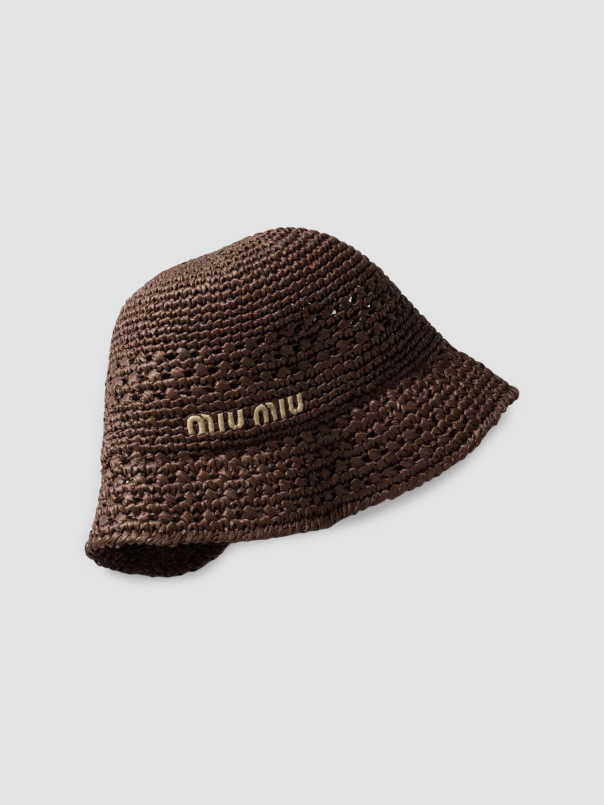 Miu Miu Striped Raffia Bucket Hat - Summer Sun Hat MIU MIU Raffia Bucket Hat | endource main image 3