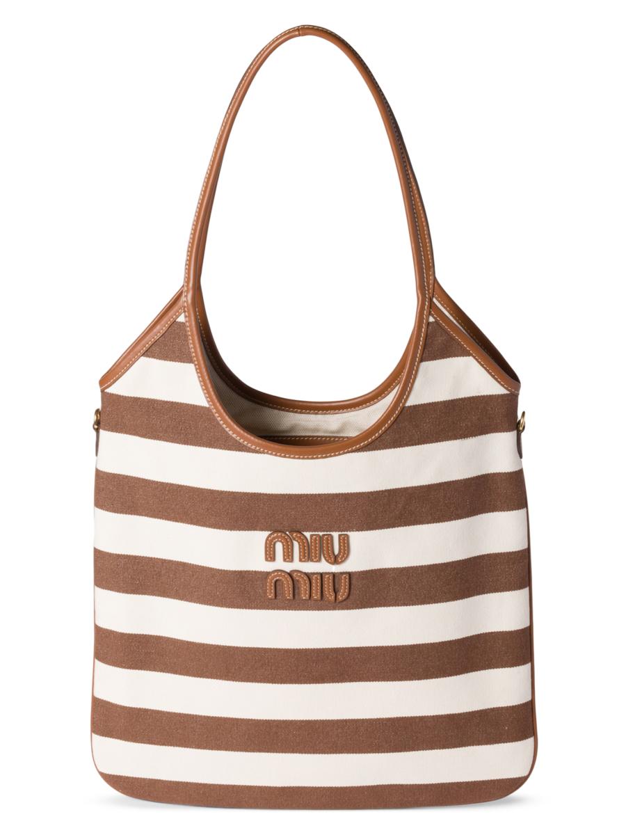 Miu Miu Ivy Canvas and Leather Tote Bag | Saks Fifth Avenue