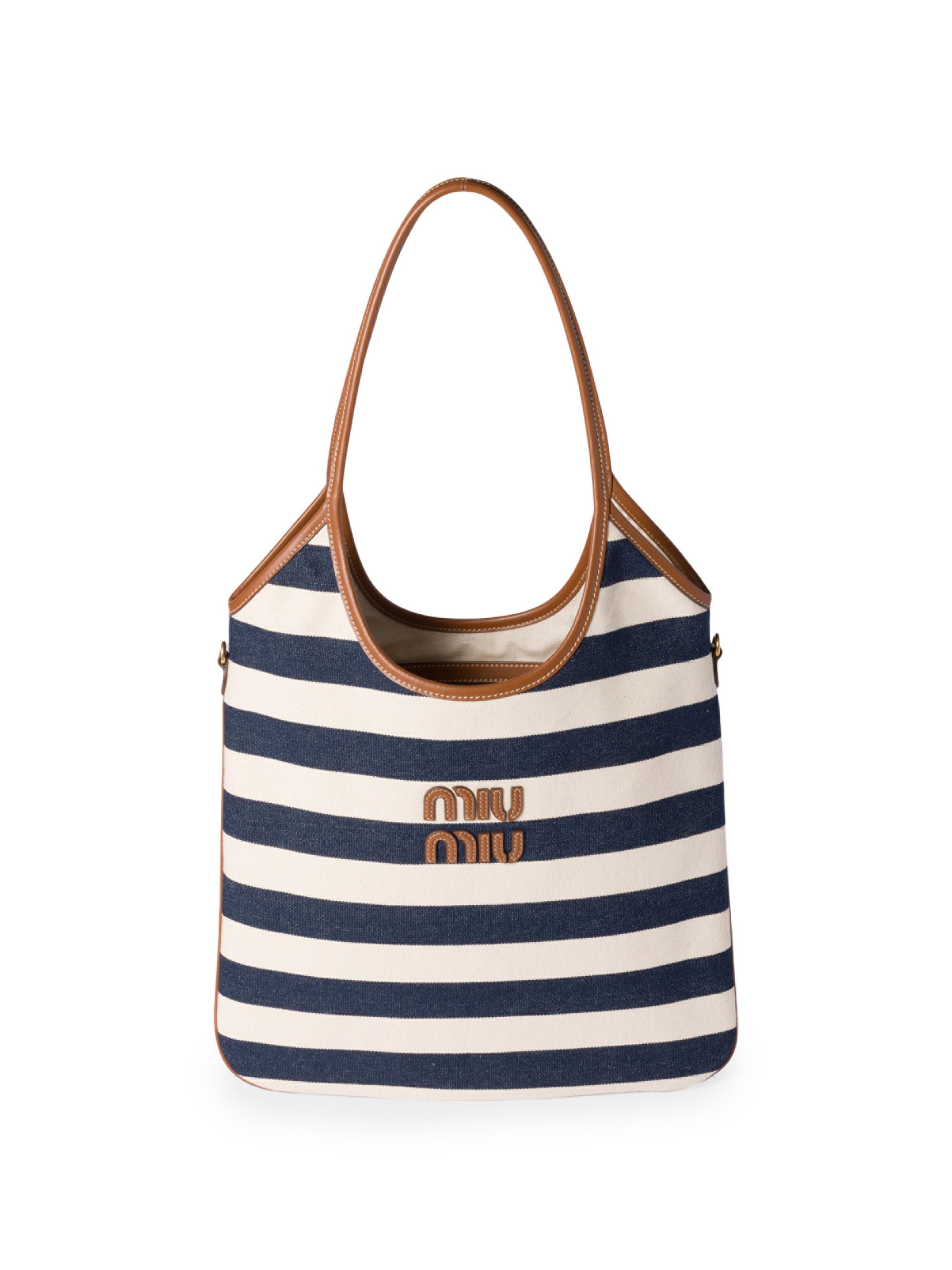 Miu Miu Ivy Canvas and Leather Tote Bag | Saks Fifth Avenue