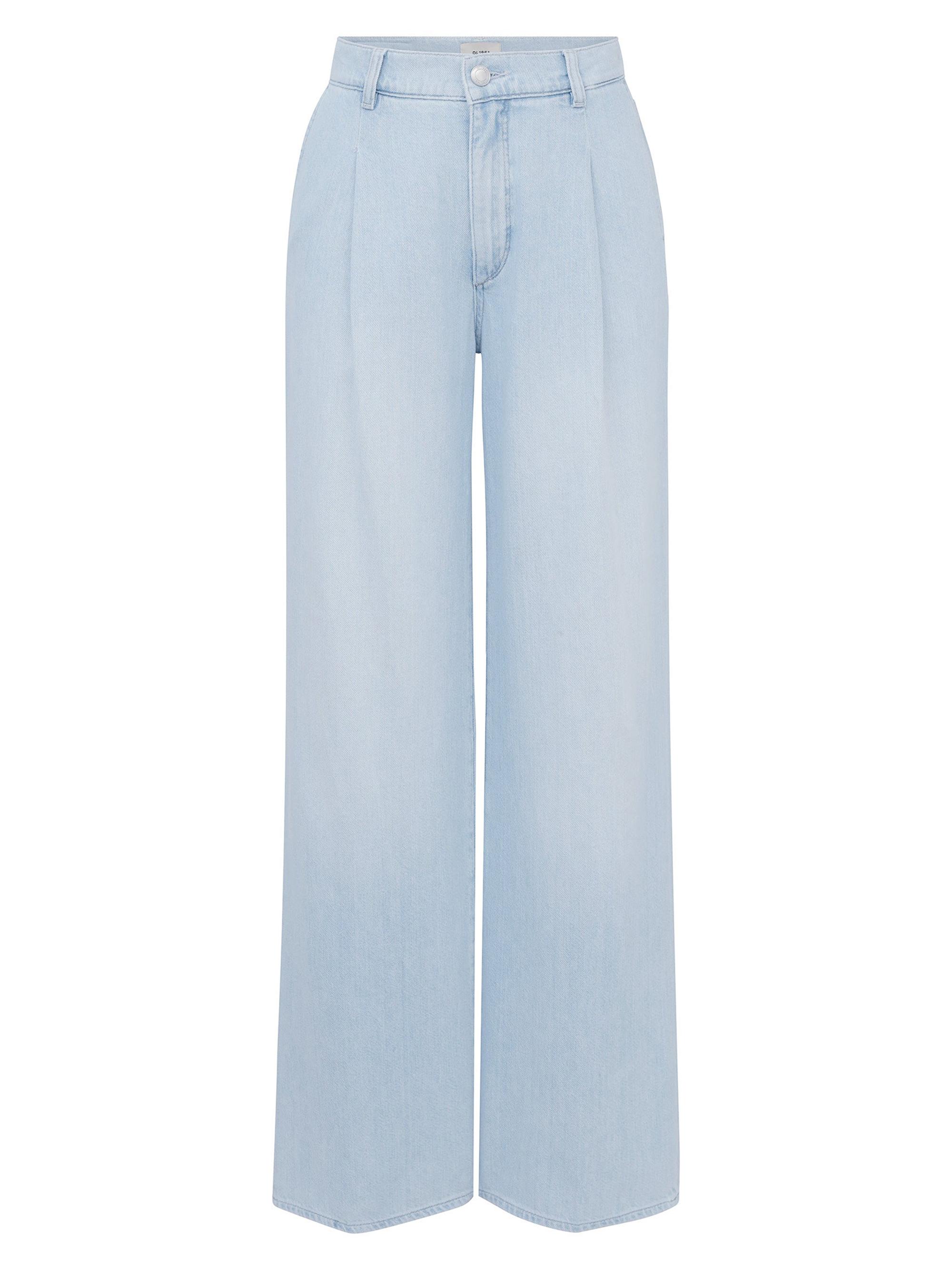 DL1961 Premium Denim Women's Aura Isabel Wide Leg Mid Rise Jeans - Poolside