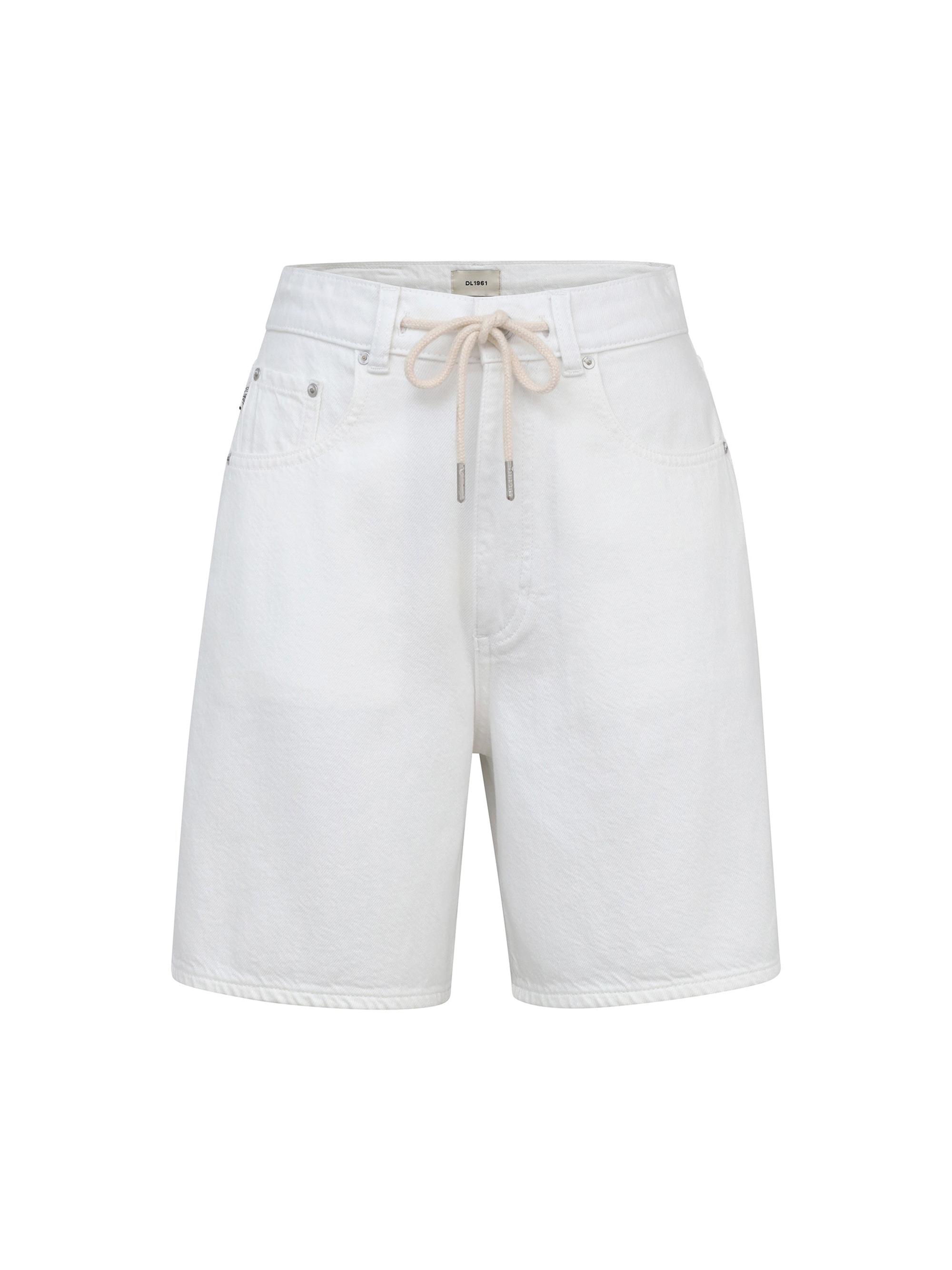 DL1961 Premium Denim Women's Taylor Aura High Rise Jean Shorts - White Drawcord