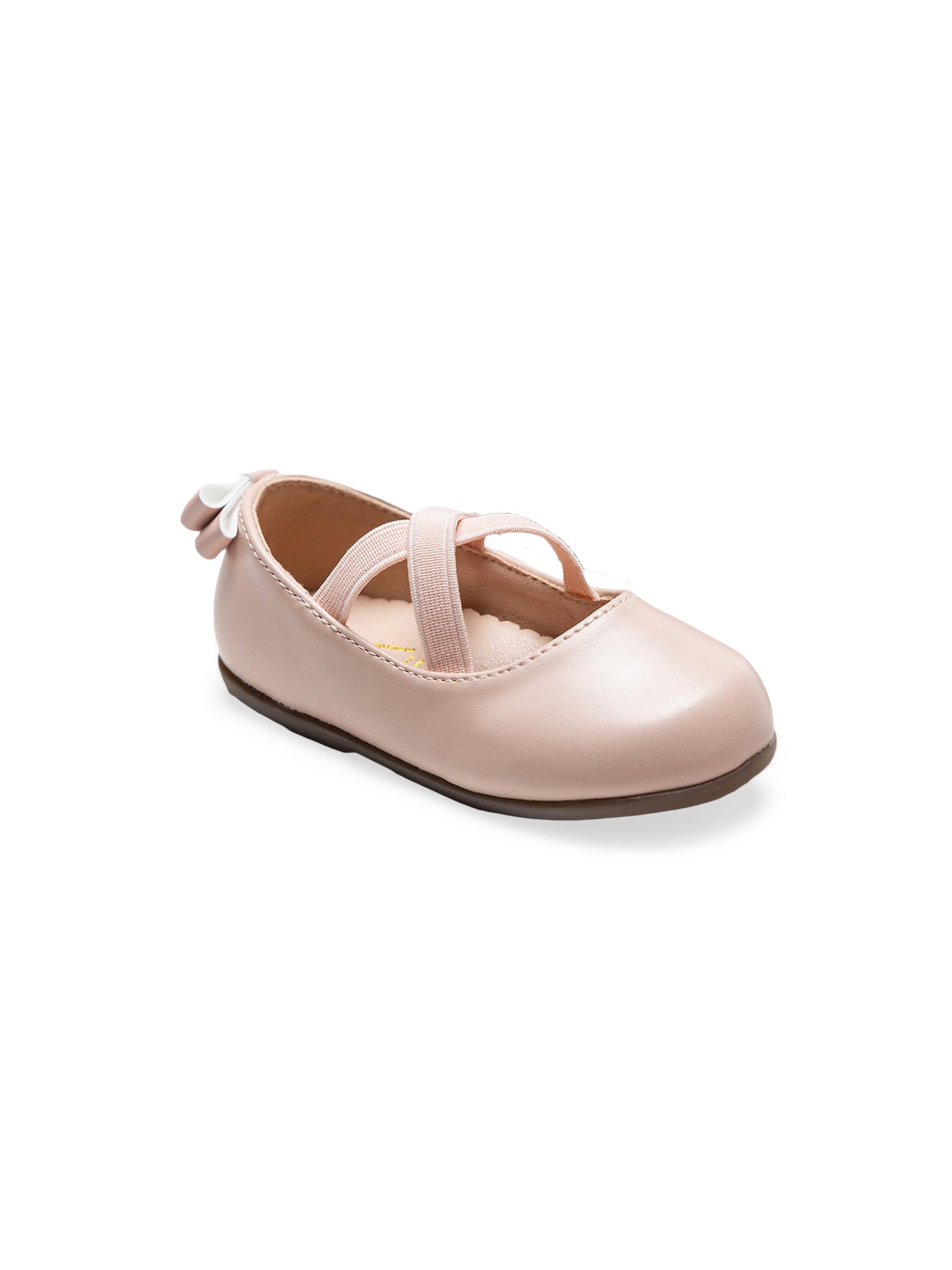 Tulleen Baby Girl's Charmed Cross Banded Ribbon Flats - Powder Pink 10 (Toddler)