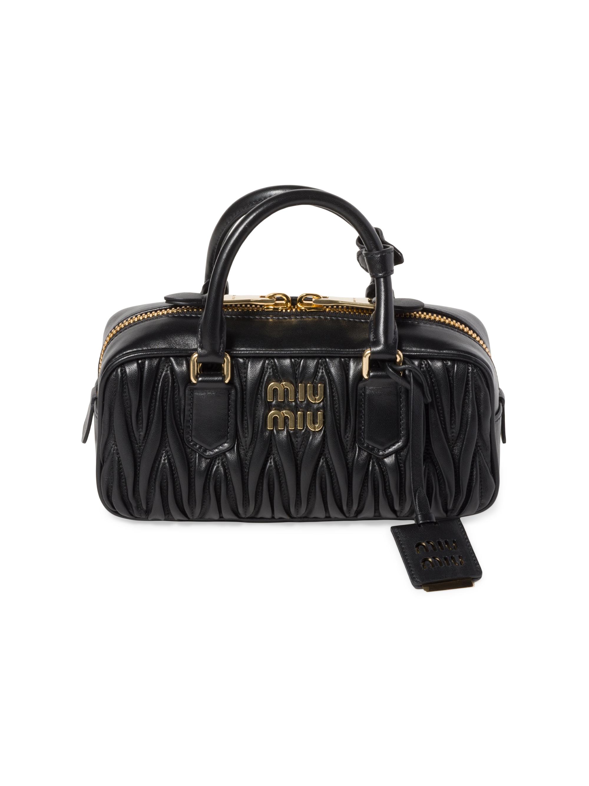 Miu Miu Women's Arcadie Matelassé Nappa Leather Top Handle Bag - Black