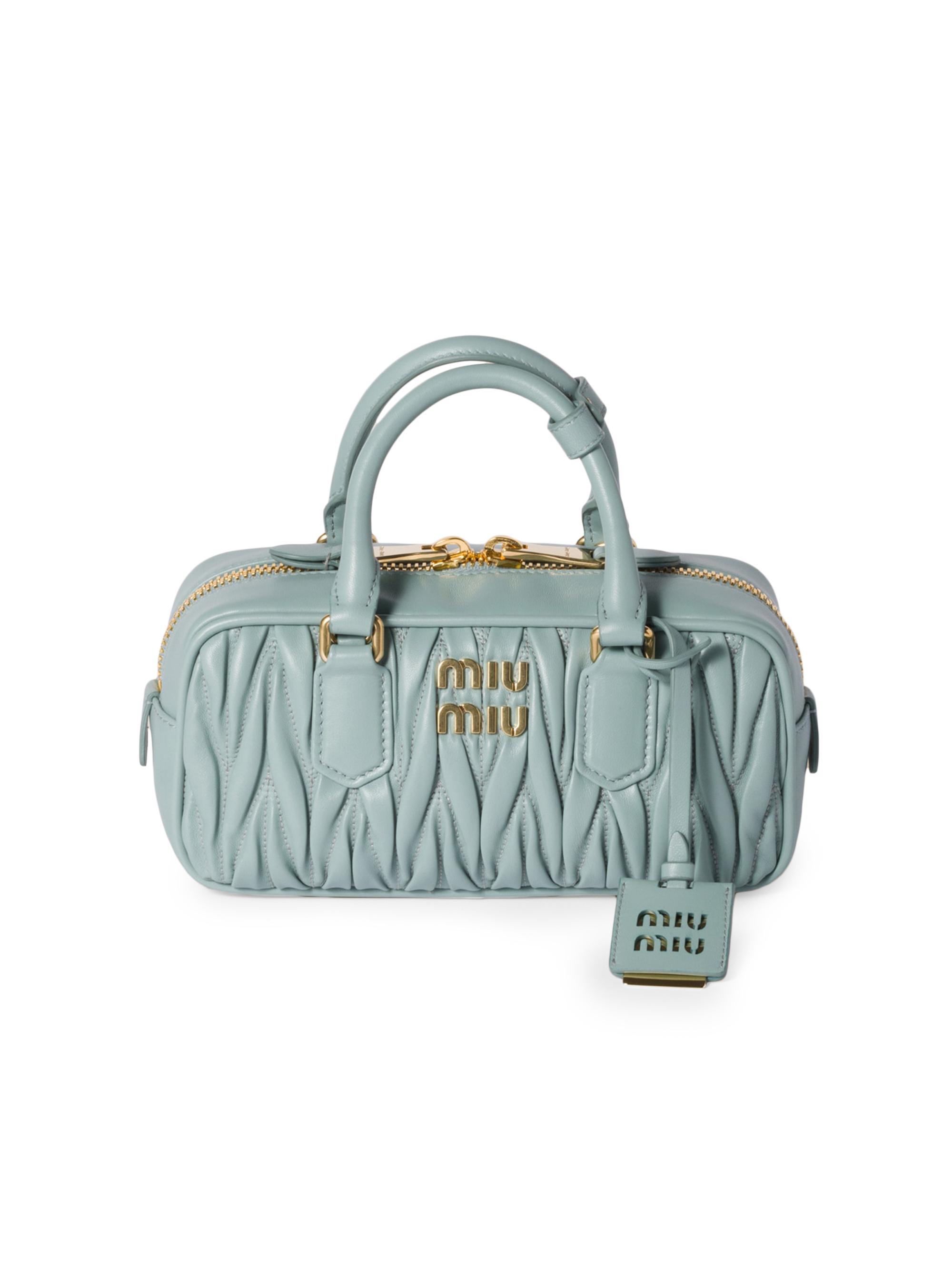 Miu Miu Women's Arcadie Matelassé Nappa Leather Top Handle Bag - Blue