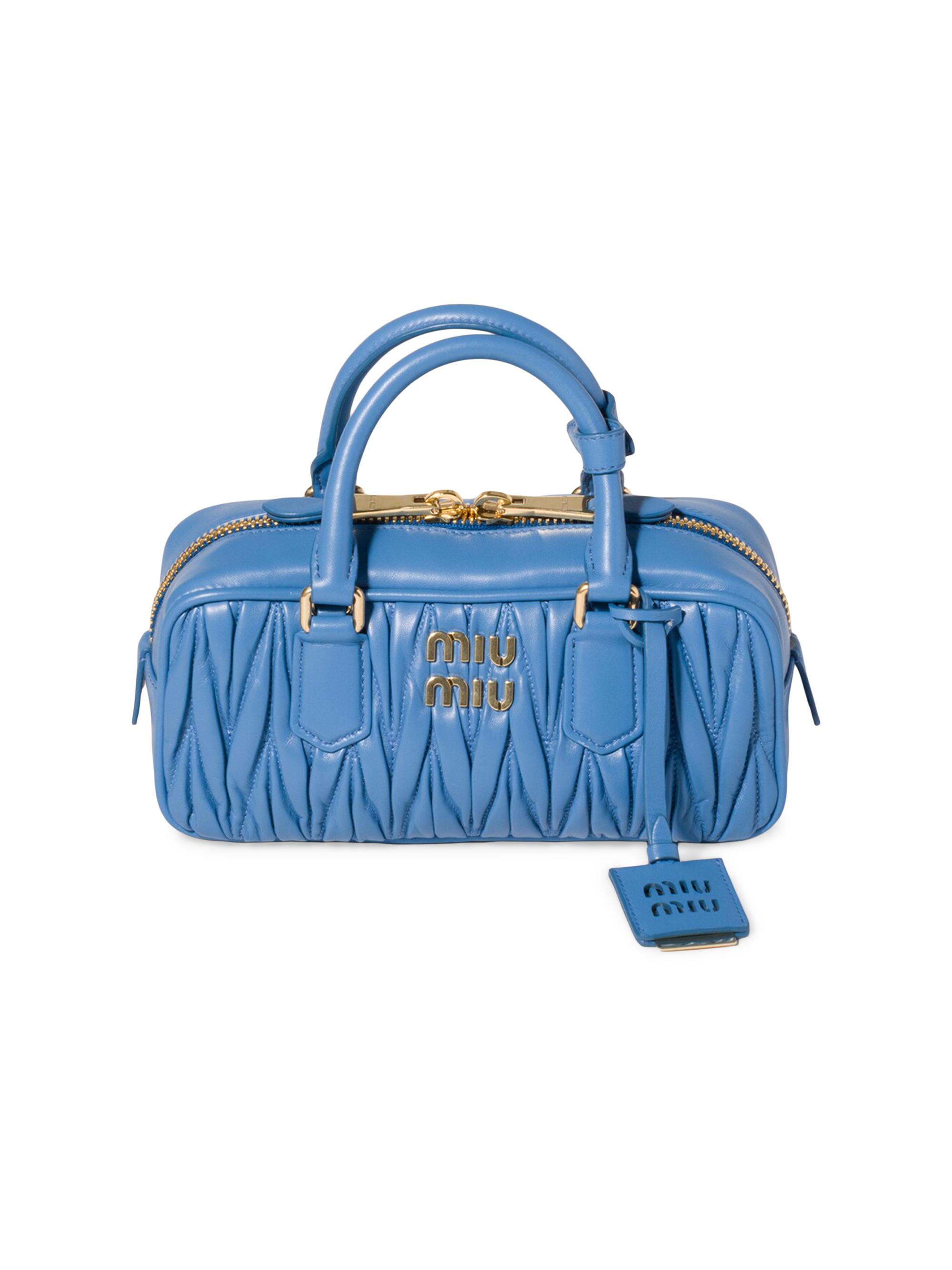 Miu Miu Women's Arcadie Matelassé Nappa Leather Top Handle Bag - Light Blue