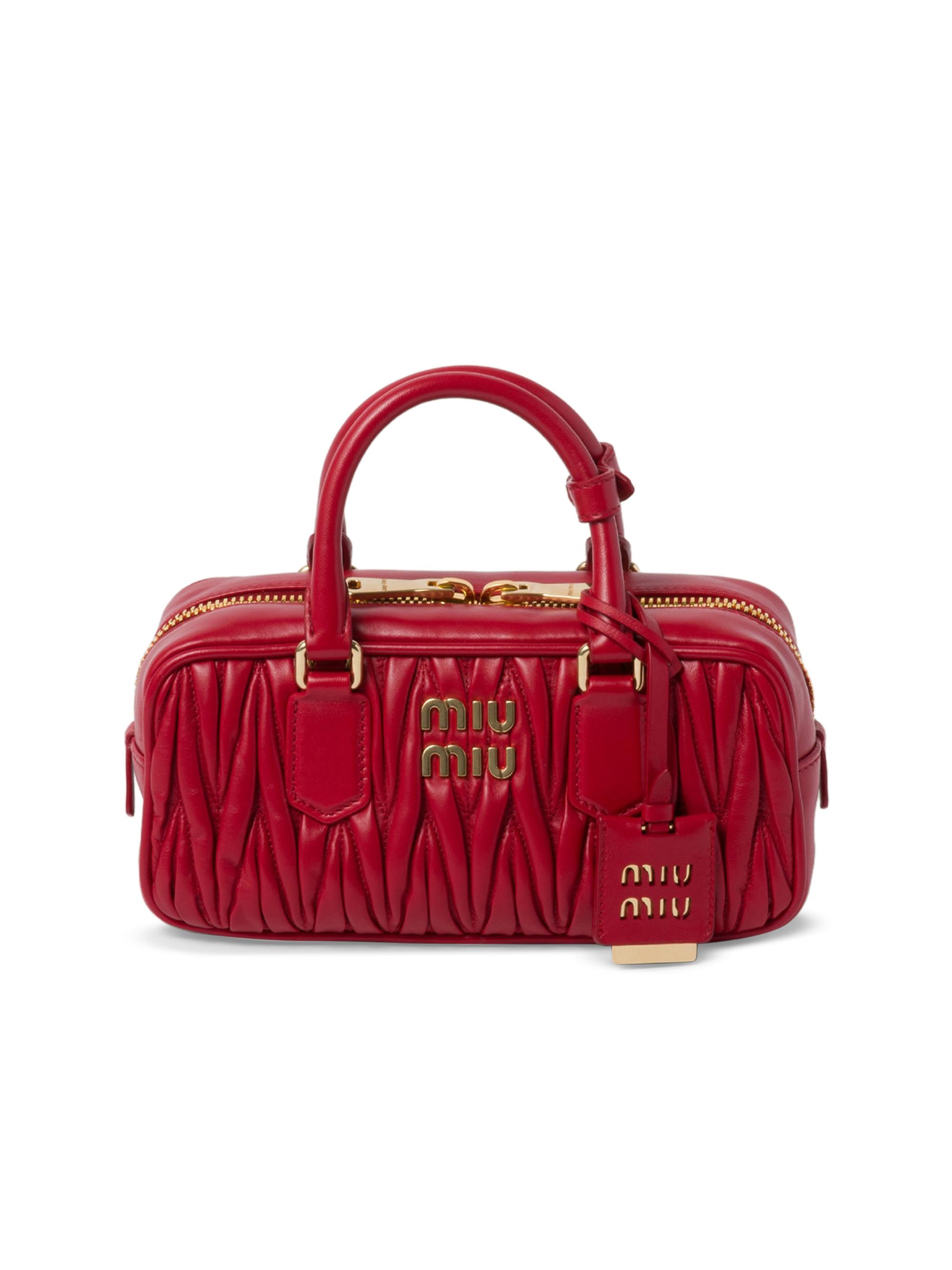 Miu Miu Women's Arcadie Matelassé Nappa Leather Top Handle Bag - Red