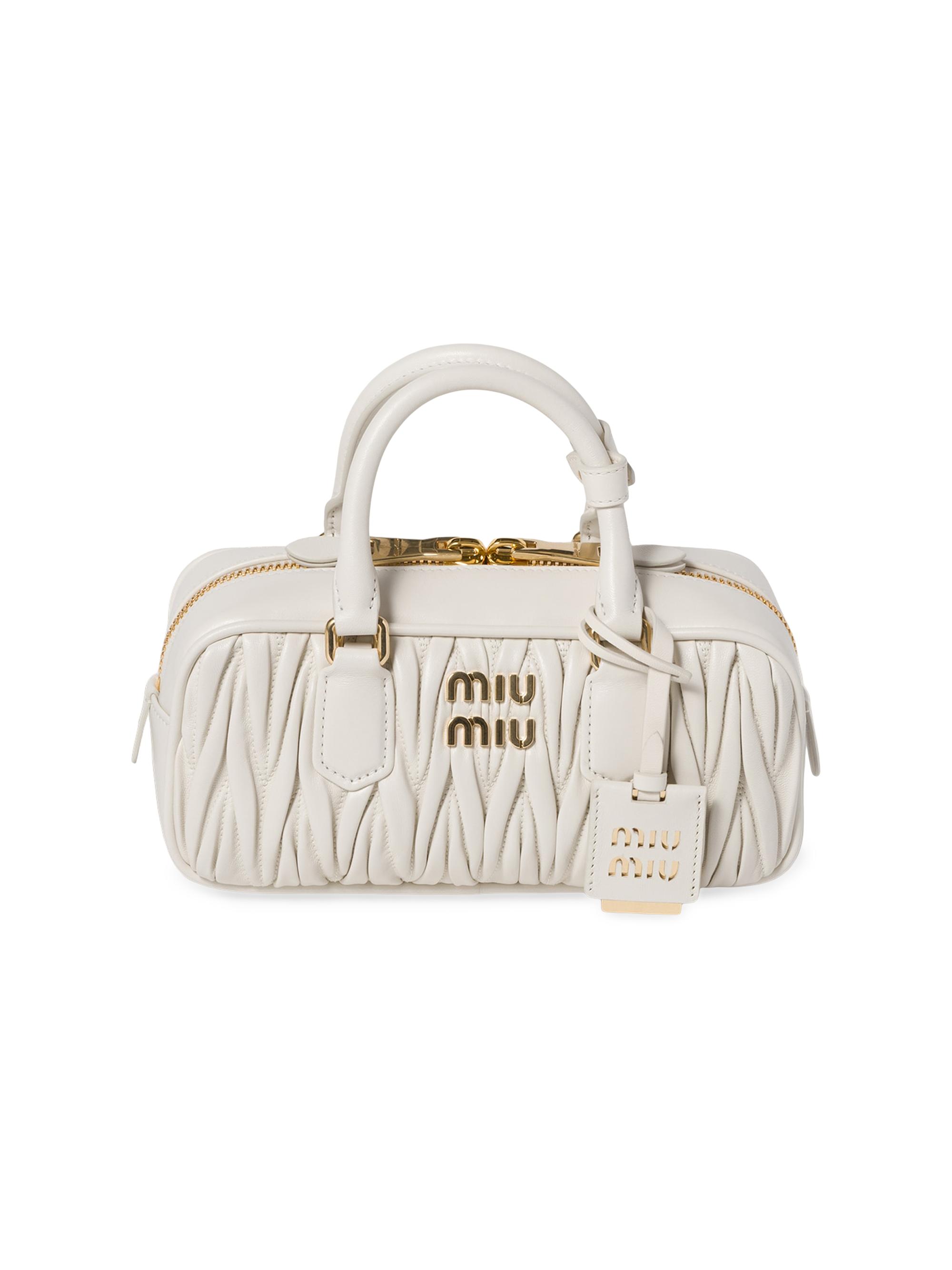 Miu Miu Women's Arcadie Matelassé Nappa Leather Top Handle Bag - White