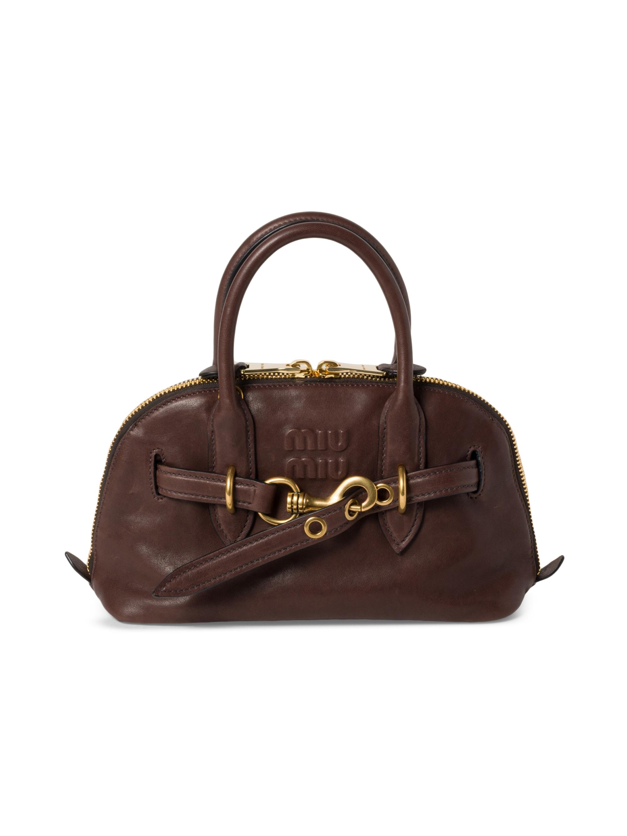 Miu Miu Women's Aventure Nappa Leather Top-Handle Bag - Dark Brown