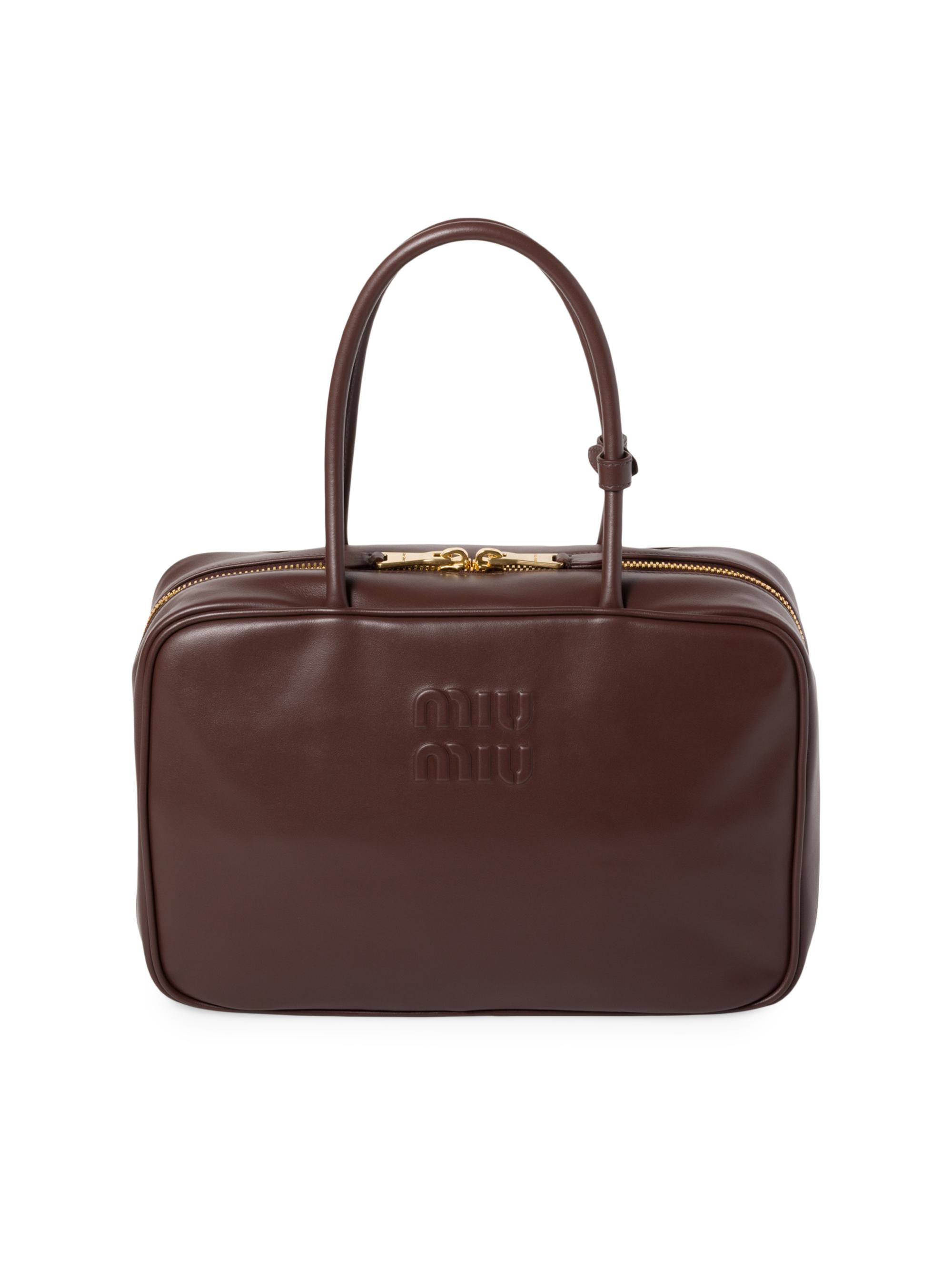 Miu Miu Women's Leather Beau Shoulder Bag - Dark Brown