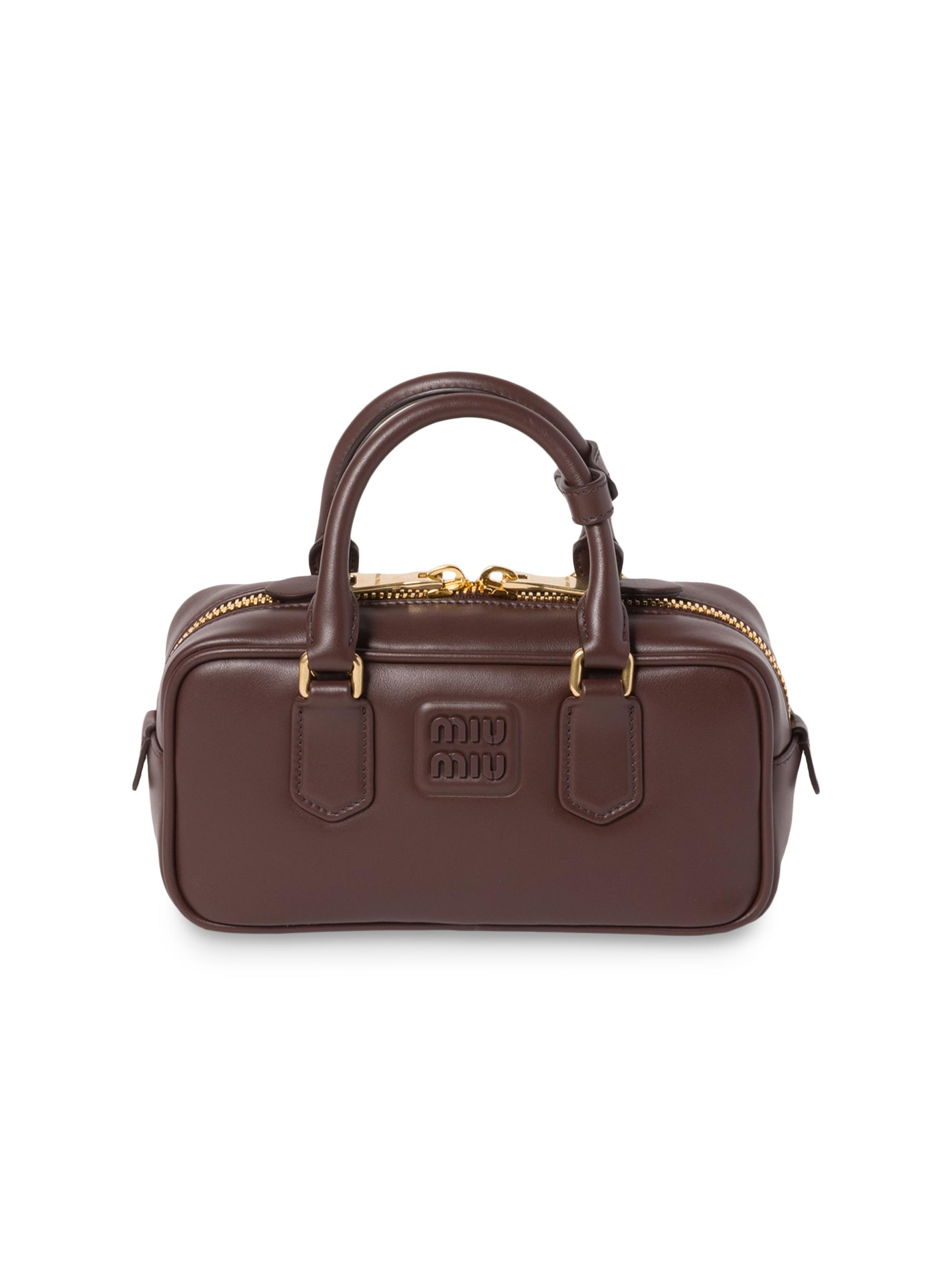 Miu Miu Women's Arcadie Leather Top Handle Bag - Dark Brown