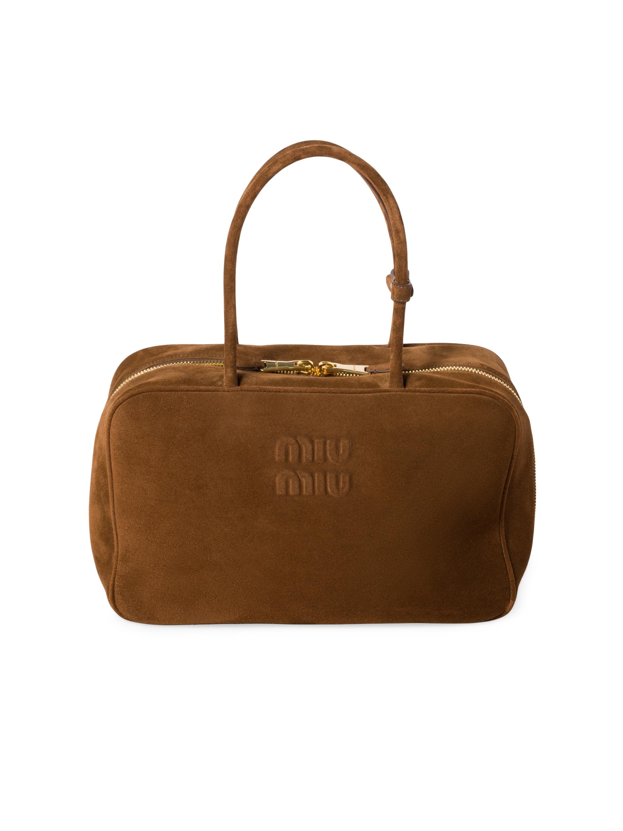 Miu Miu Women's Suede Beau Top Handle Bag - Dark Brown