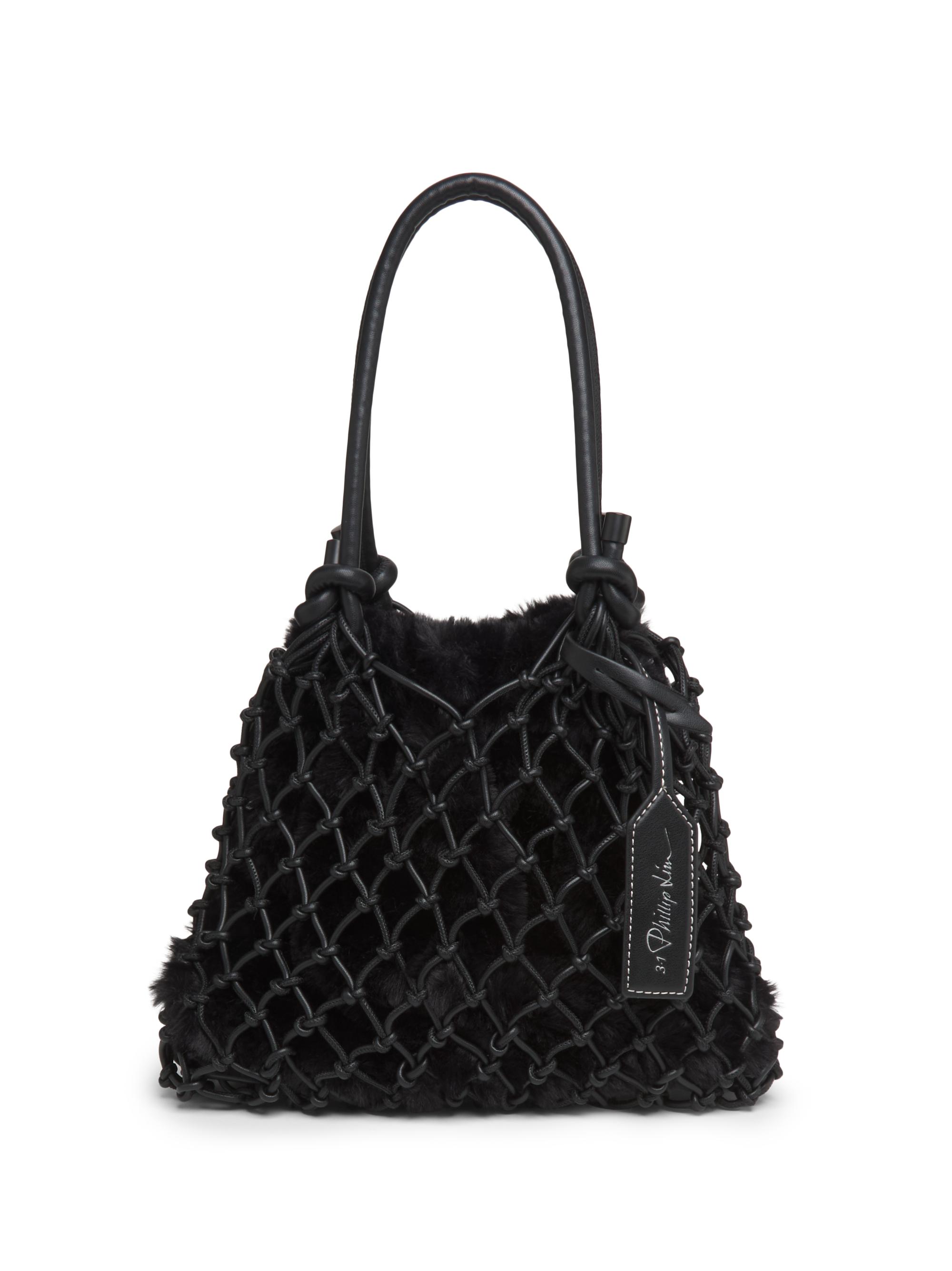 3.1 Phillip Lim Women's Faux Fur Macrame Mini Bag - Black | Thumbnail 7
