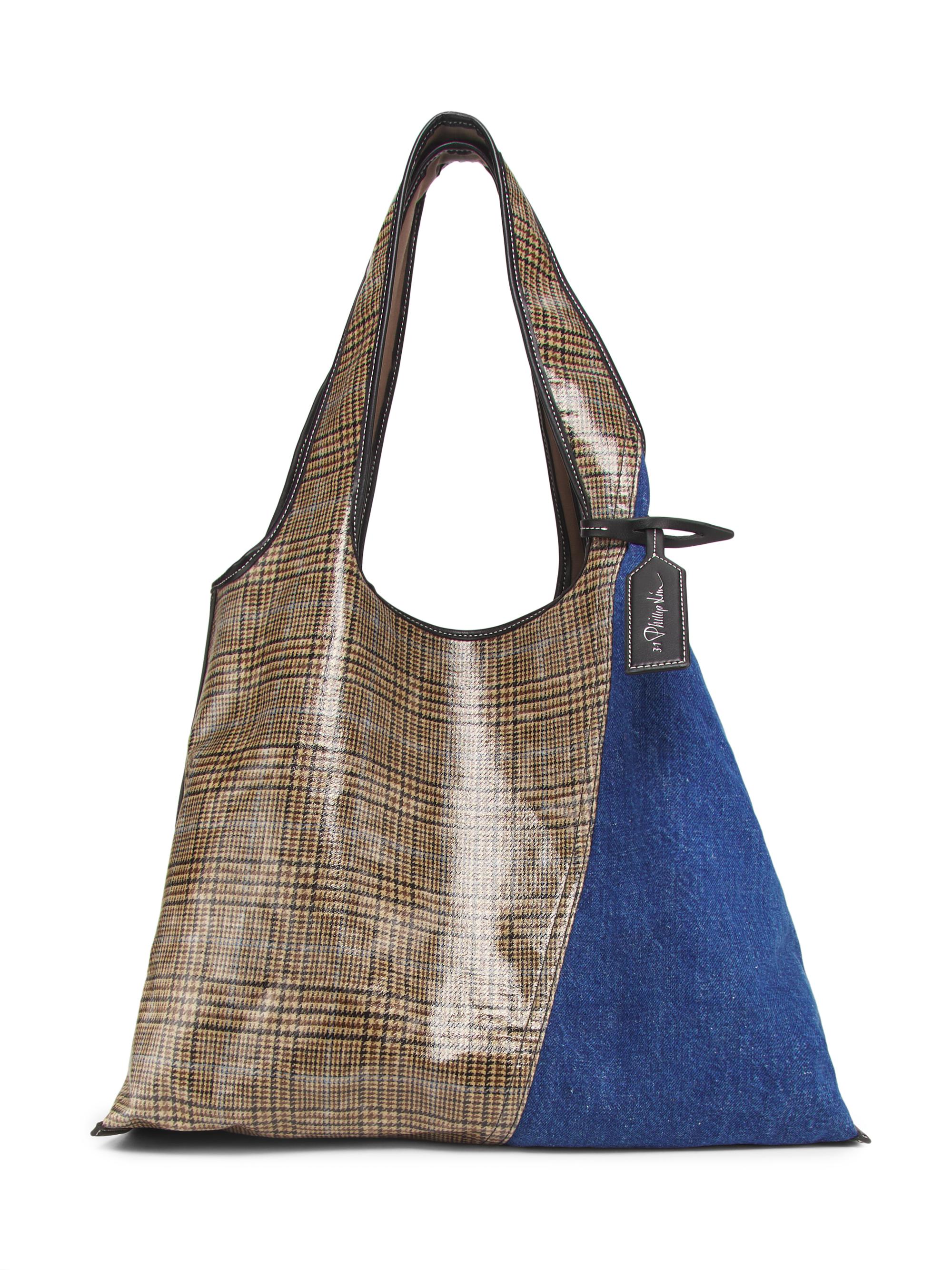 3.1 Phillip Lim Women's Denim & Plaid Hobo Bag - Indigo