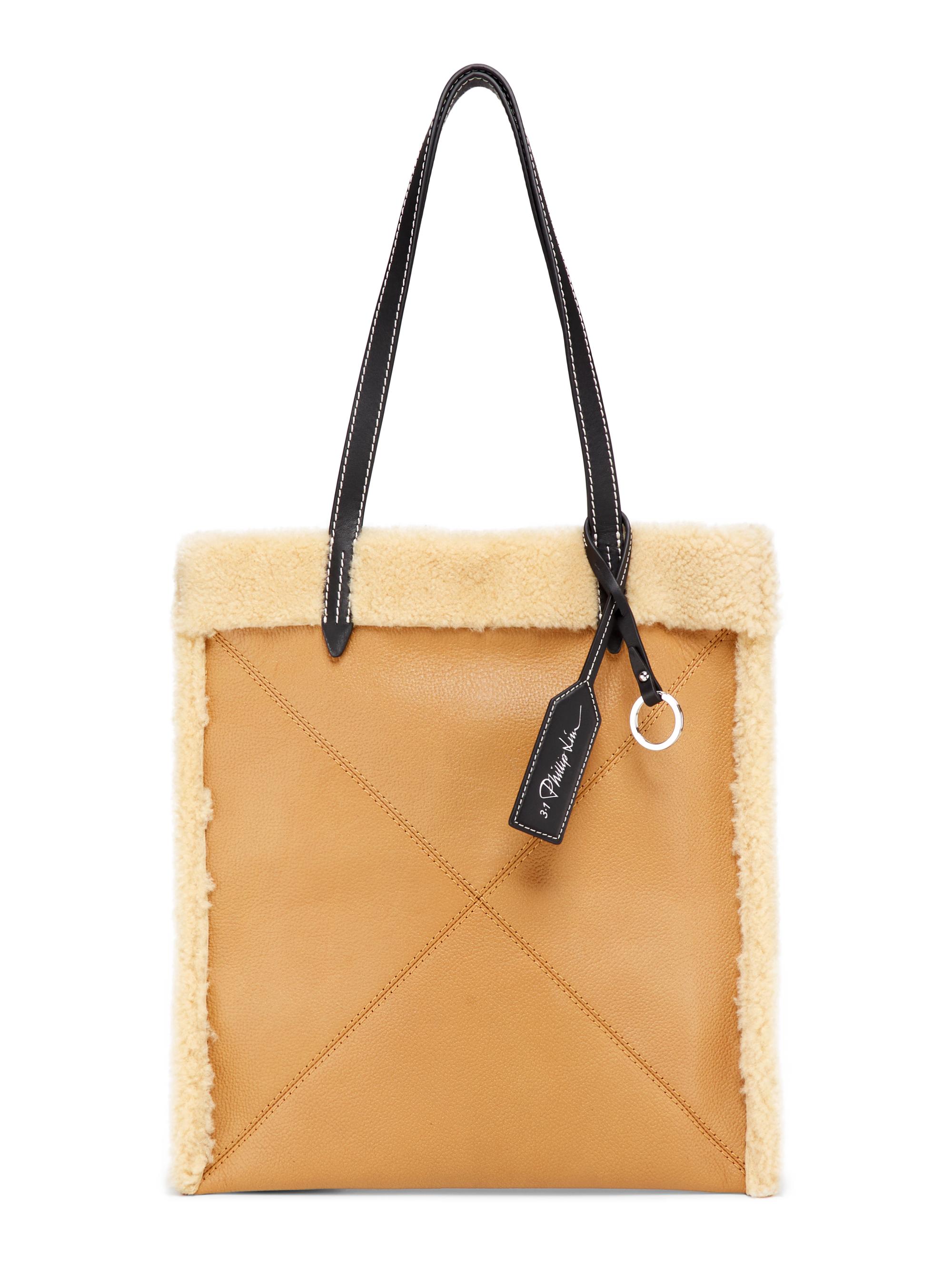 3.1 Phillip Lim Women's Slim Shearling-Trimmed Leather Tote Bag -  Camel