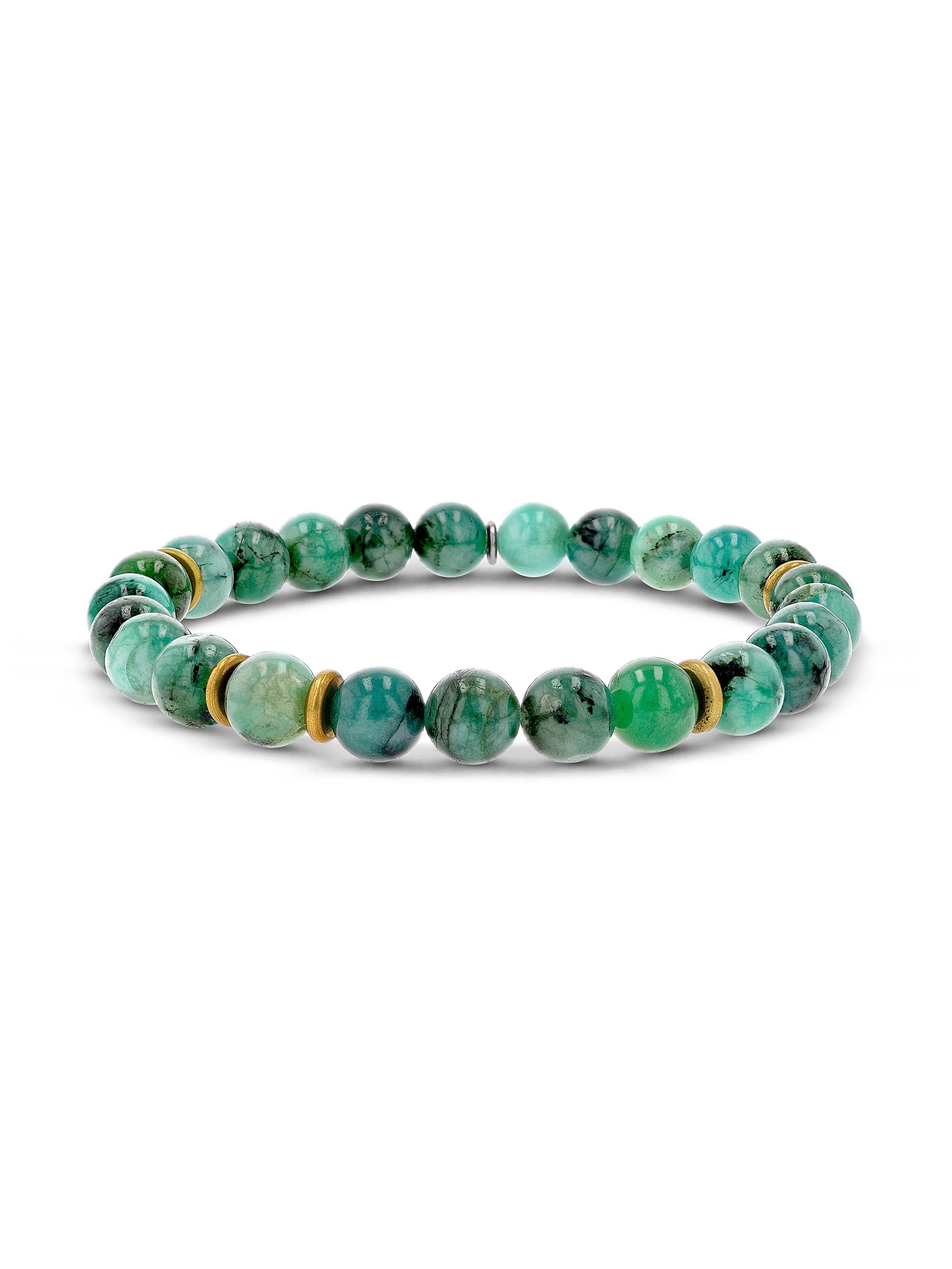 Sheryl Lowe Women's Mr. Lowe Goldtone & Emerald Beaded Stretch Bracelet - Emerald