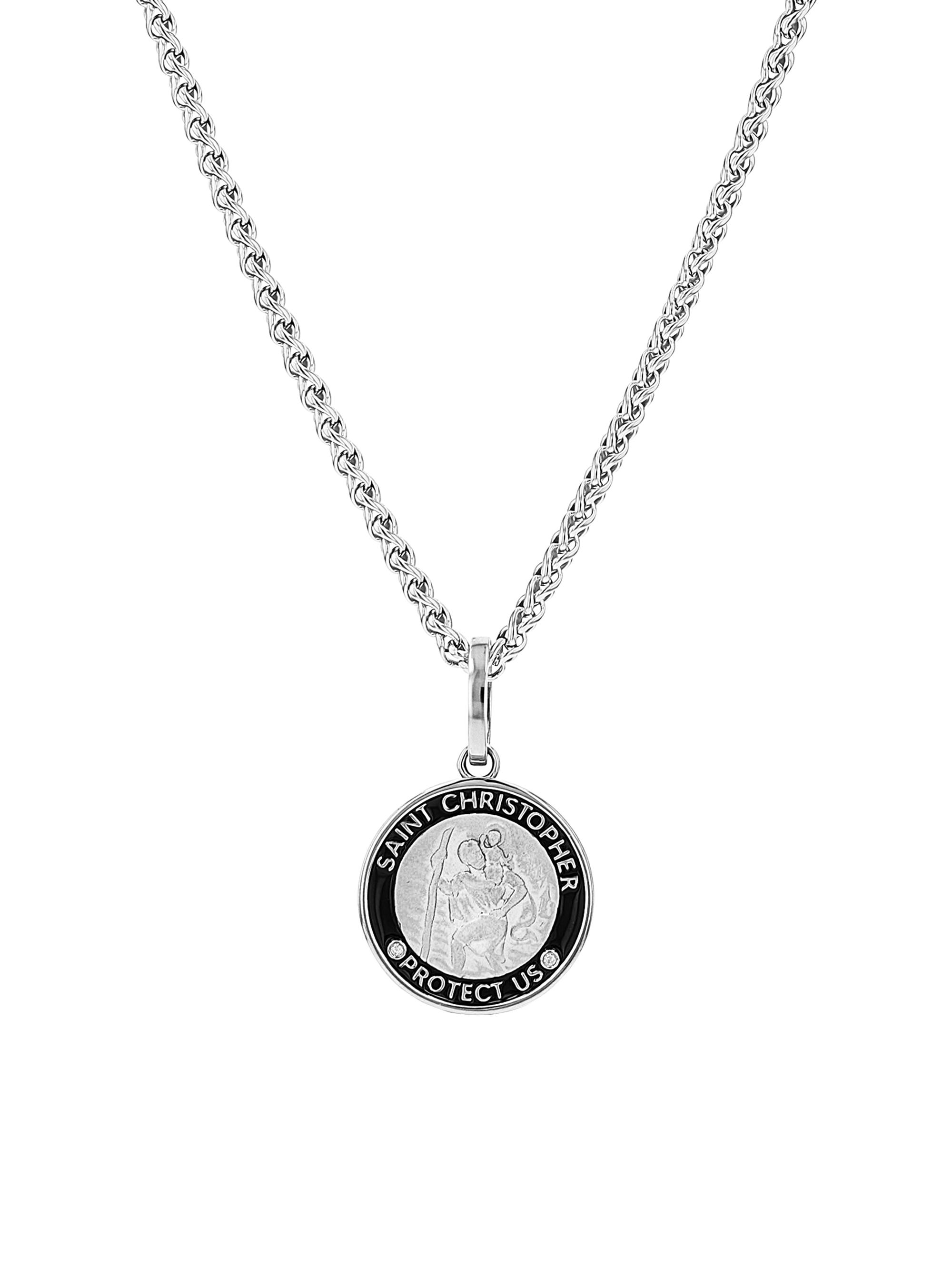 Sheryl Lowe Women's Mr. Lowe Sterling Silver, Enamel & 0.02 TCW Diamond St. Christopher Medallion Necklace - Silver